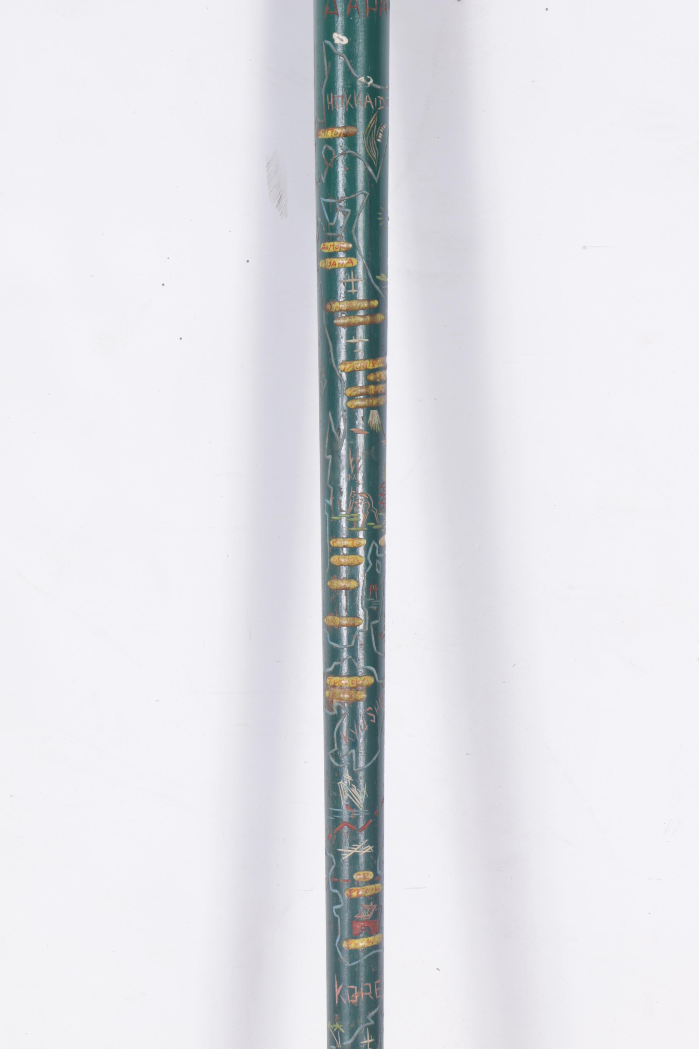 Vintage Japanese Carved Walking Stick and Pool Cue