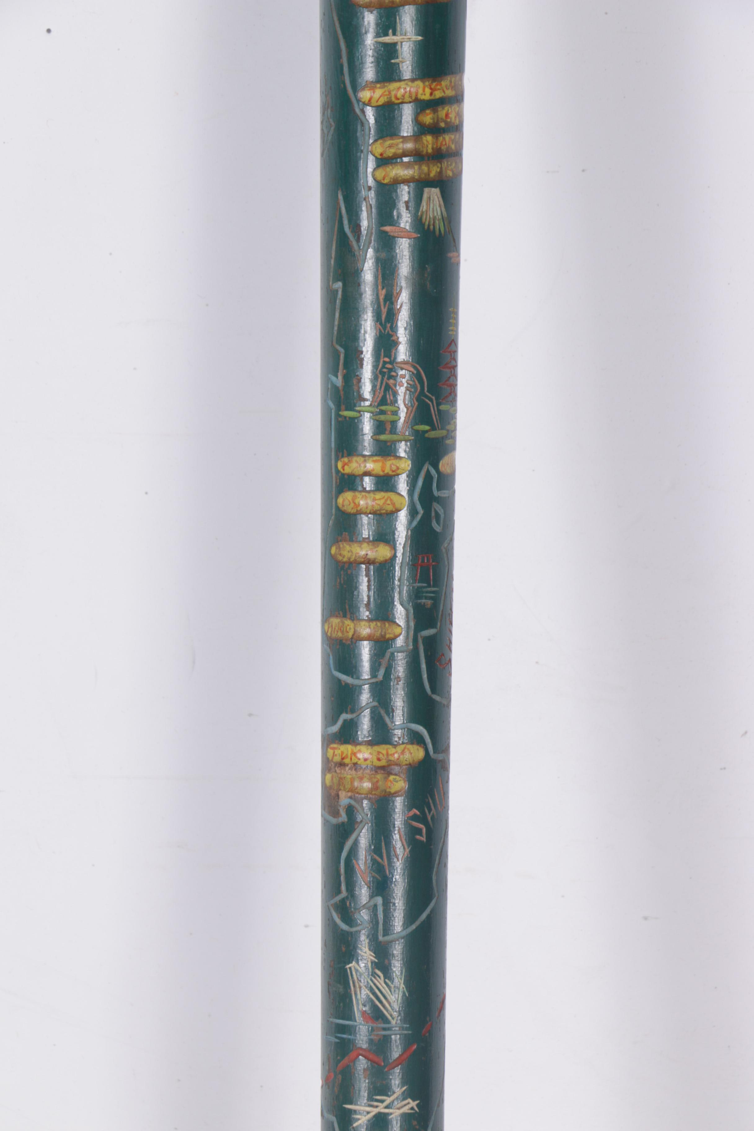Vintage Japanese Carved Walking Stick and Pool Cue