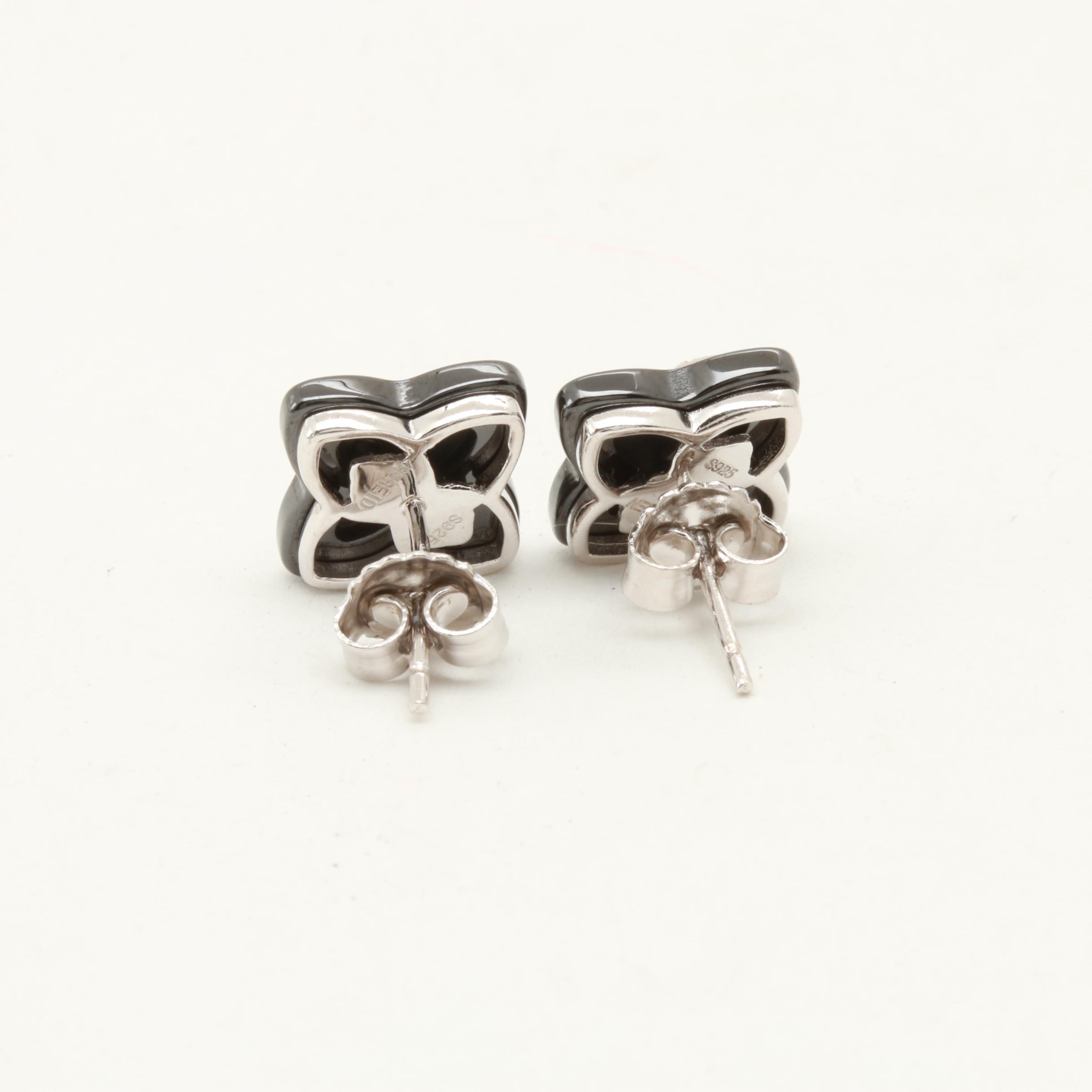 Sterling Silver Earrings Including Cubic Zirconia and Diamonds
