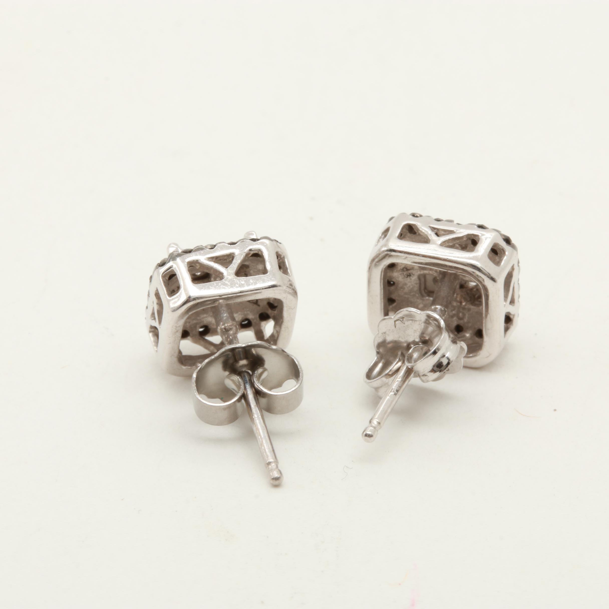 Sterling Silver Earrings Including Cubic Zirconia and Diamonds
