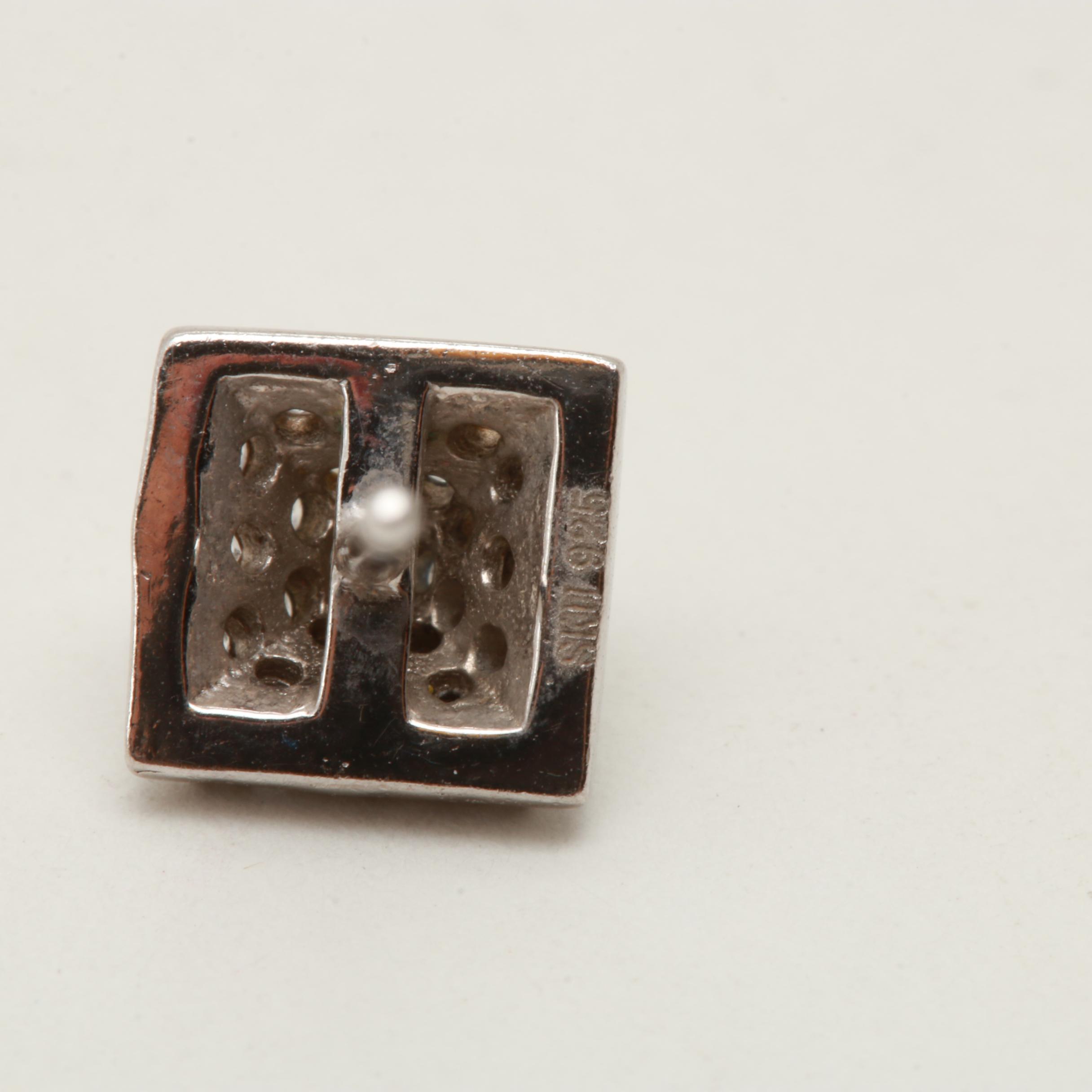 Sterling Silver Earrings Including Cubic Zirconia and Diamonds