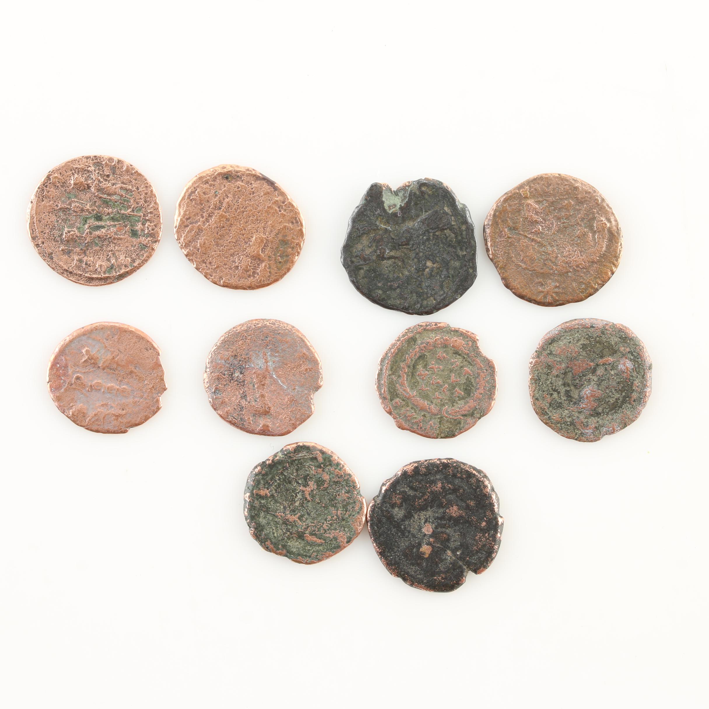 Ten Ancient Roman Imperial Bronze Coins from Constantine the Great's Era