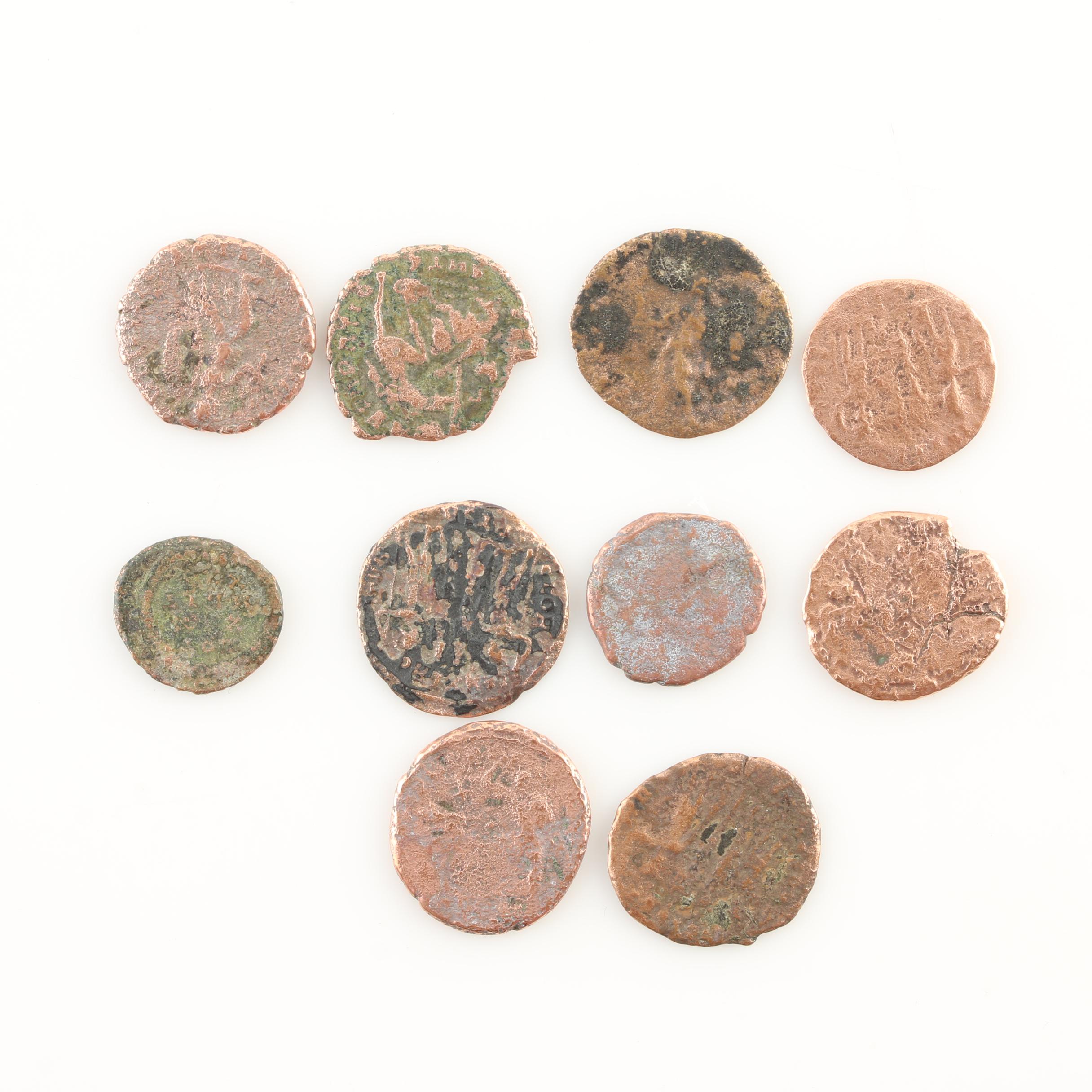 Ten Ancient Roman Imperial Bronze Coins from Constantine the Great's Era
