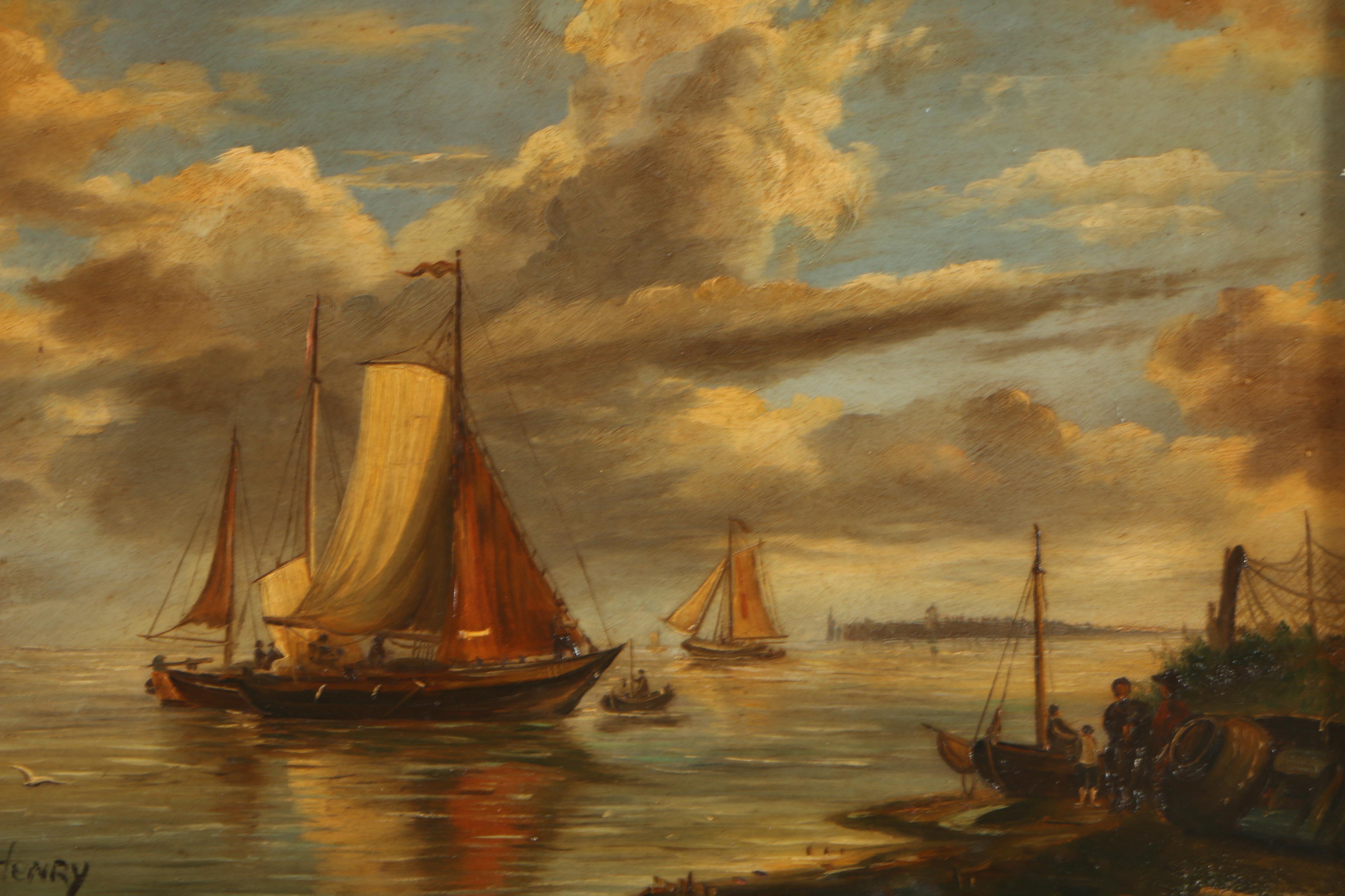 Henry Oil Painting of Ships at Sea