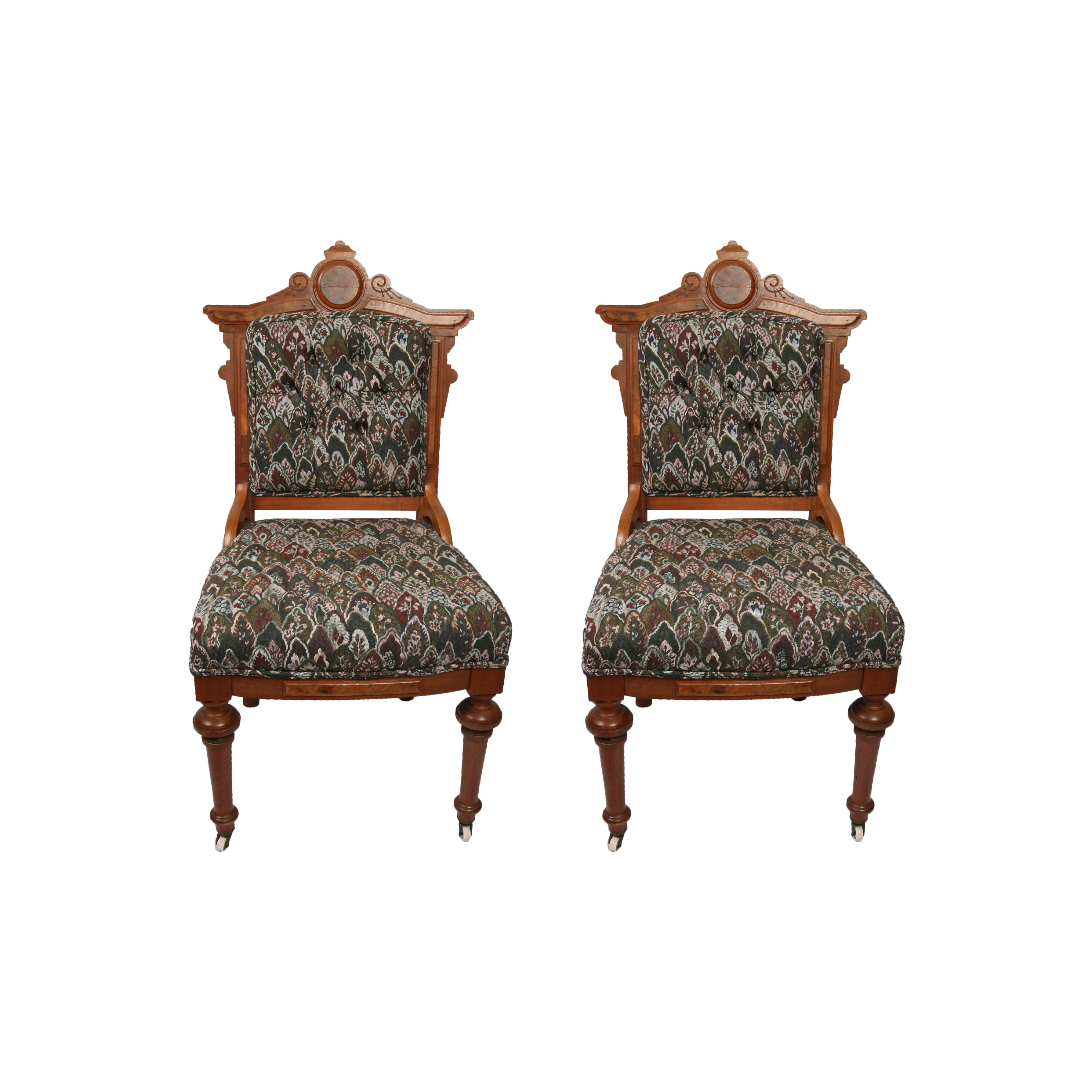 Vintage Eastlake Style Upholstered Side Chairs