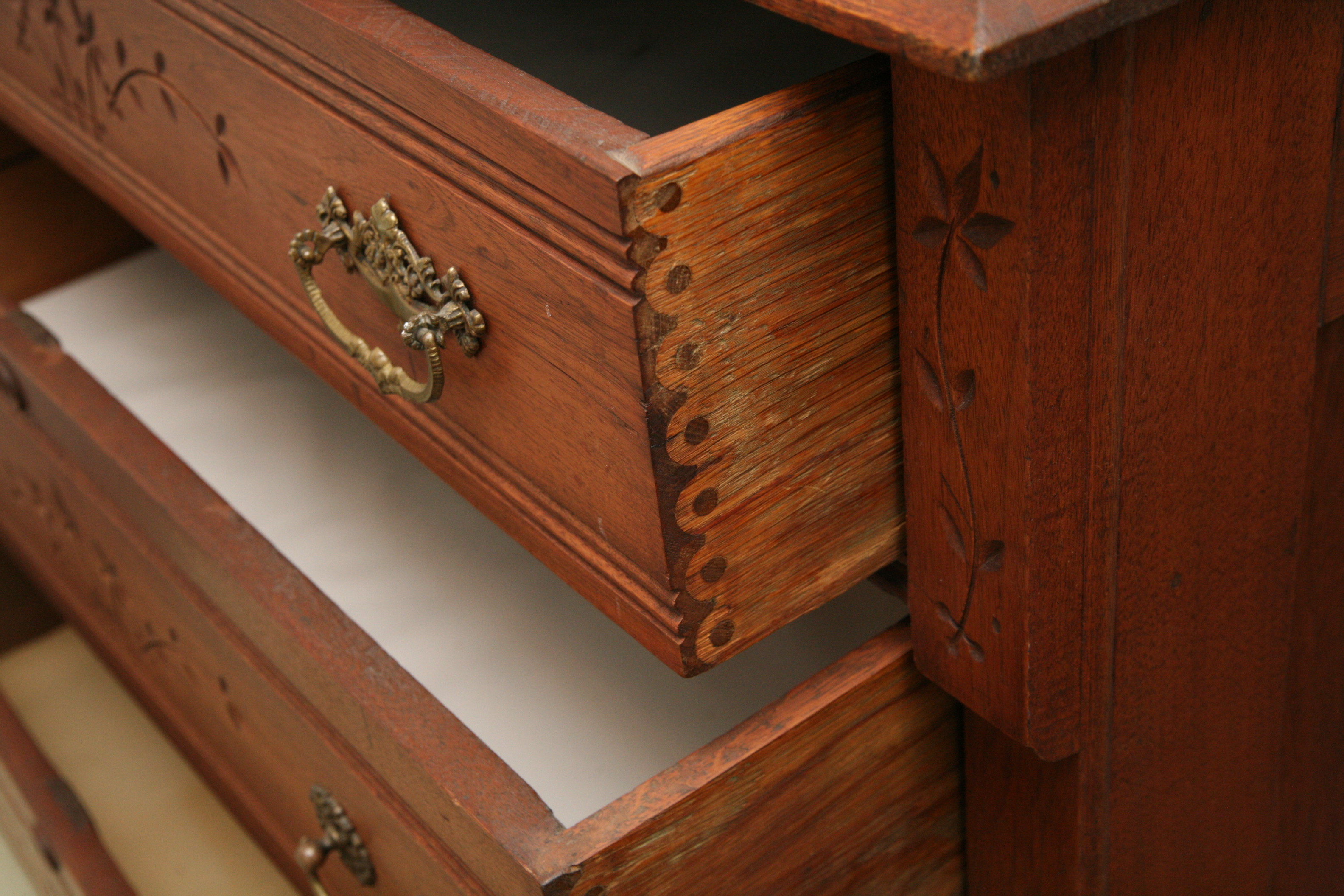 Antique Victorian Eastlake Walnut Chest of Drawers