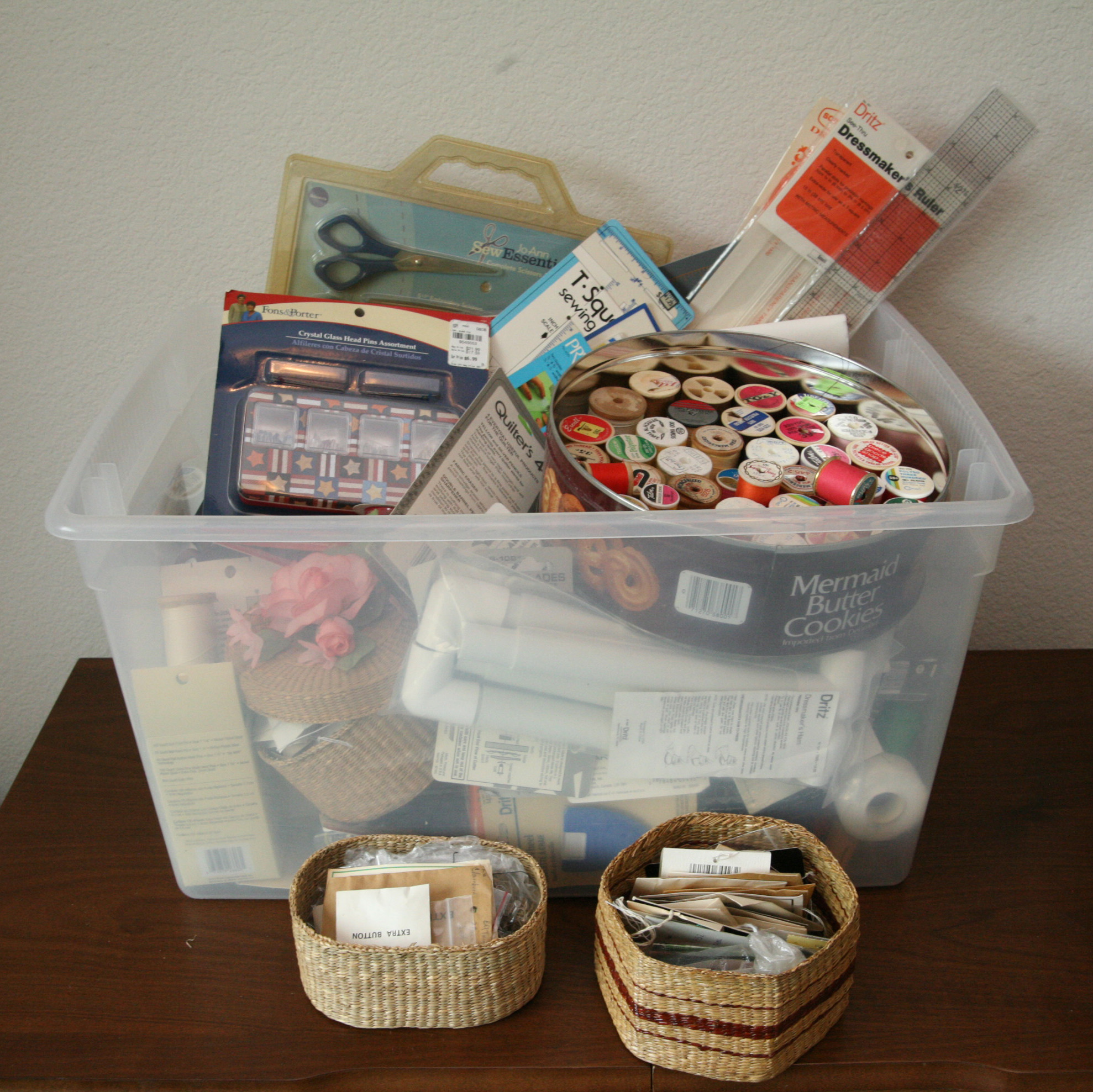 Spools of Thread, Scissors and Other Sewing Supplies