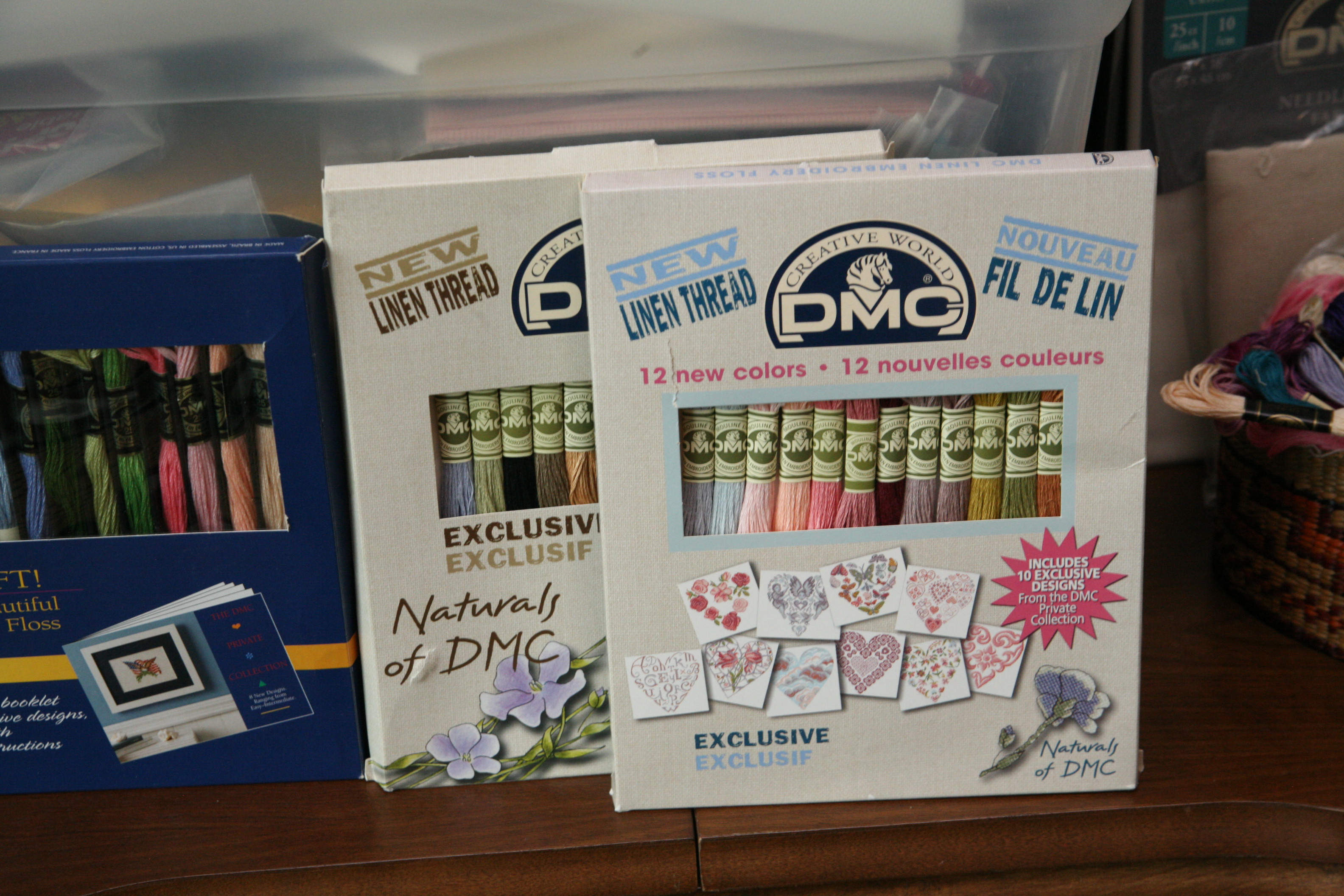 Embroidery Patterns, Floss, and Storage Cases