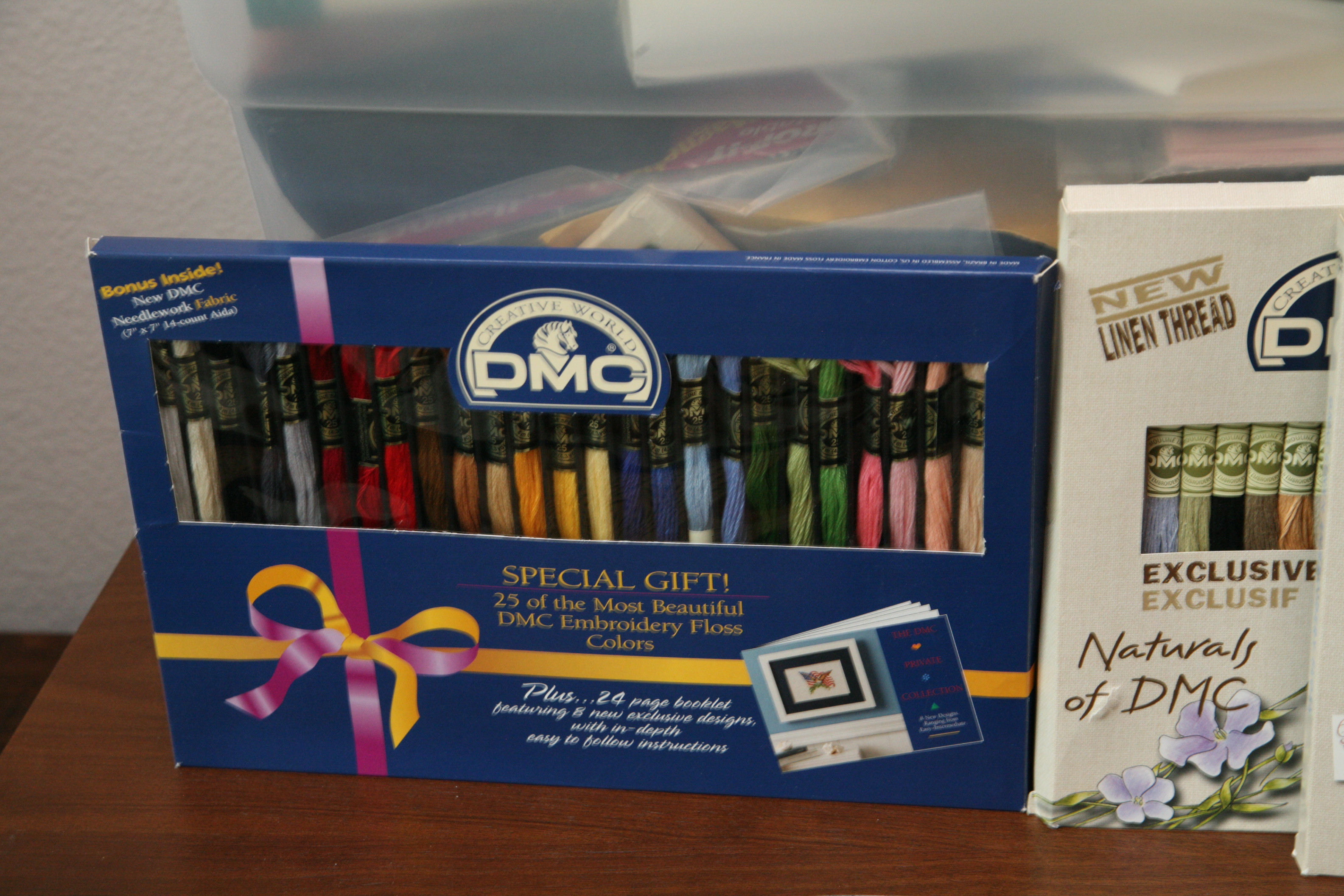 Embroidery Patterns, Floss, and Storage Cases