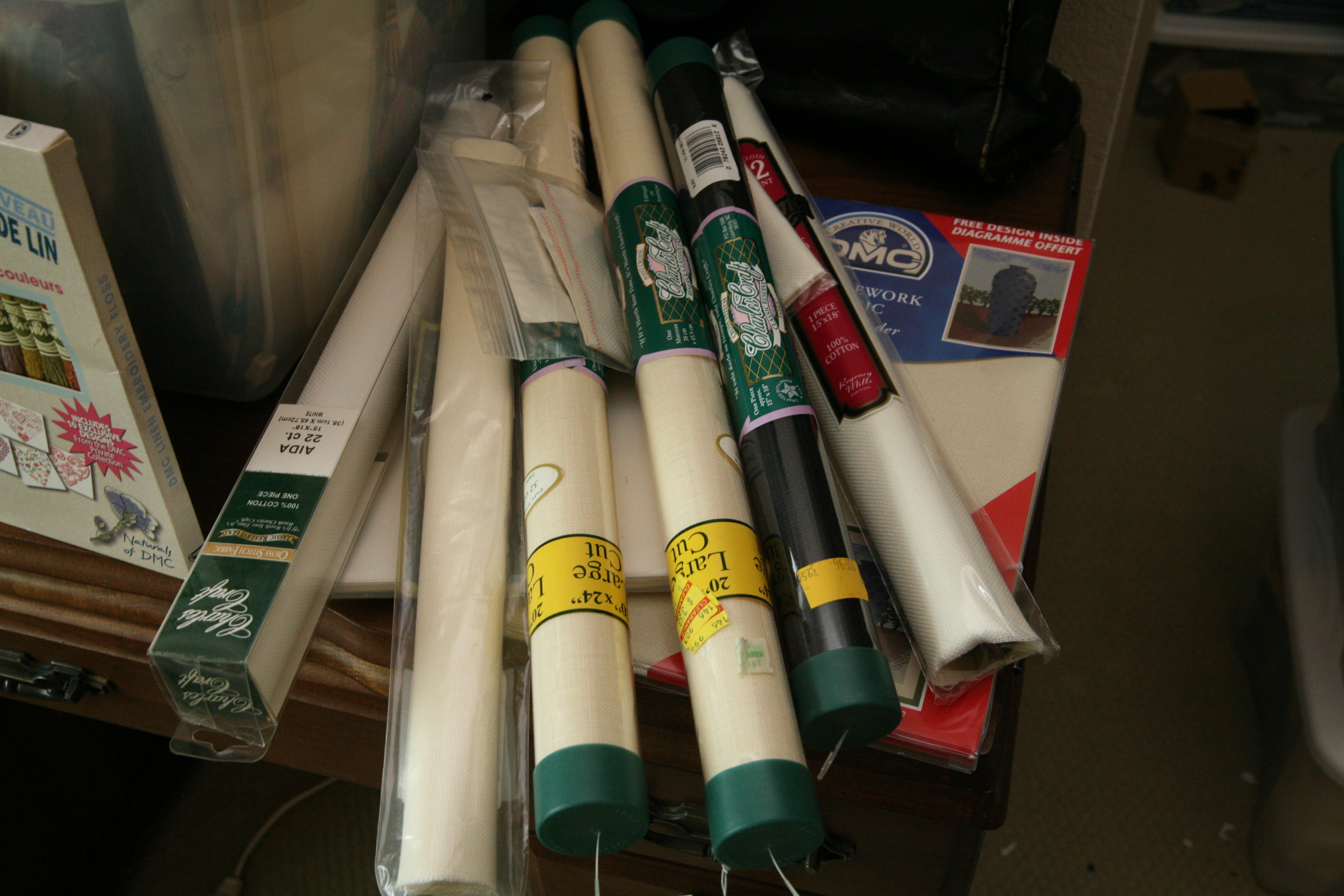 Embroidery Patterns, Floss, and Storage Cases