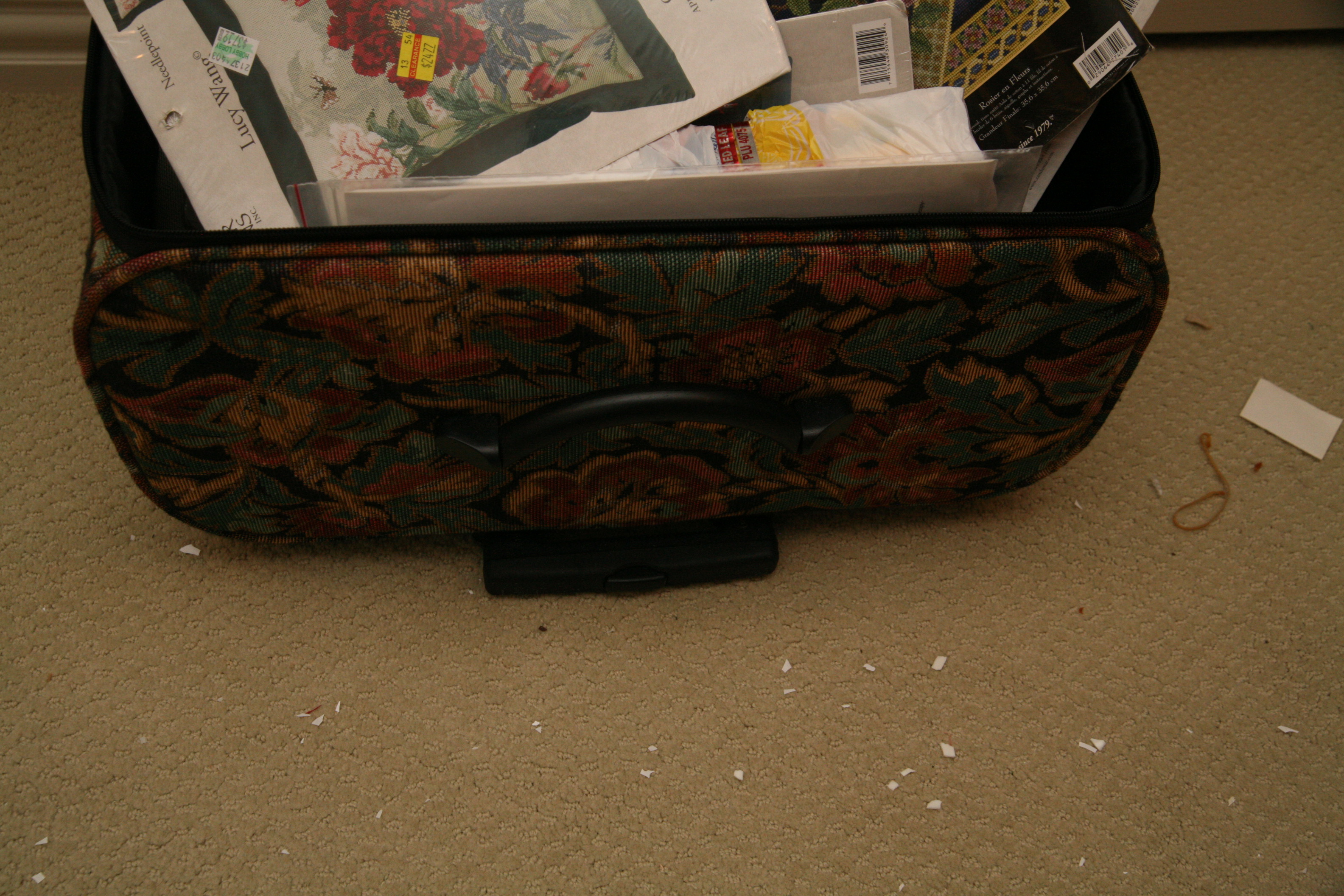 Suitcase With Vision Max Light and Needlepoint and Embroidery Supplies