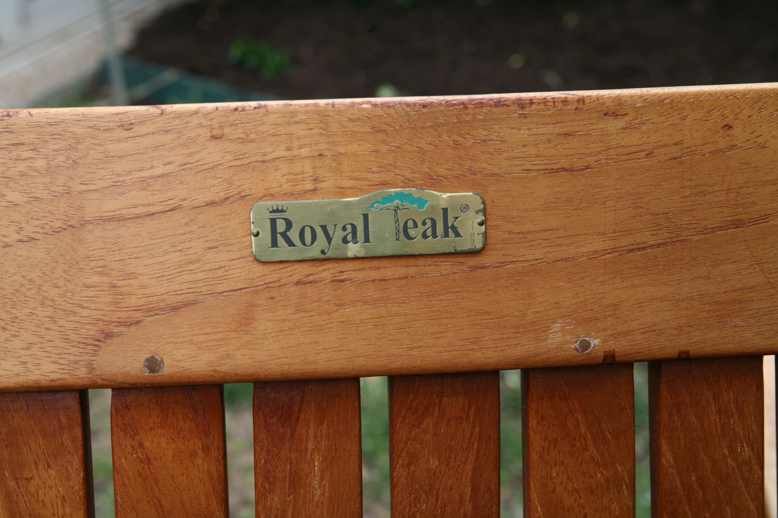 Royal Teak Folding Lounge Chair and Table with Brass Accents