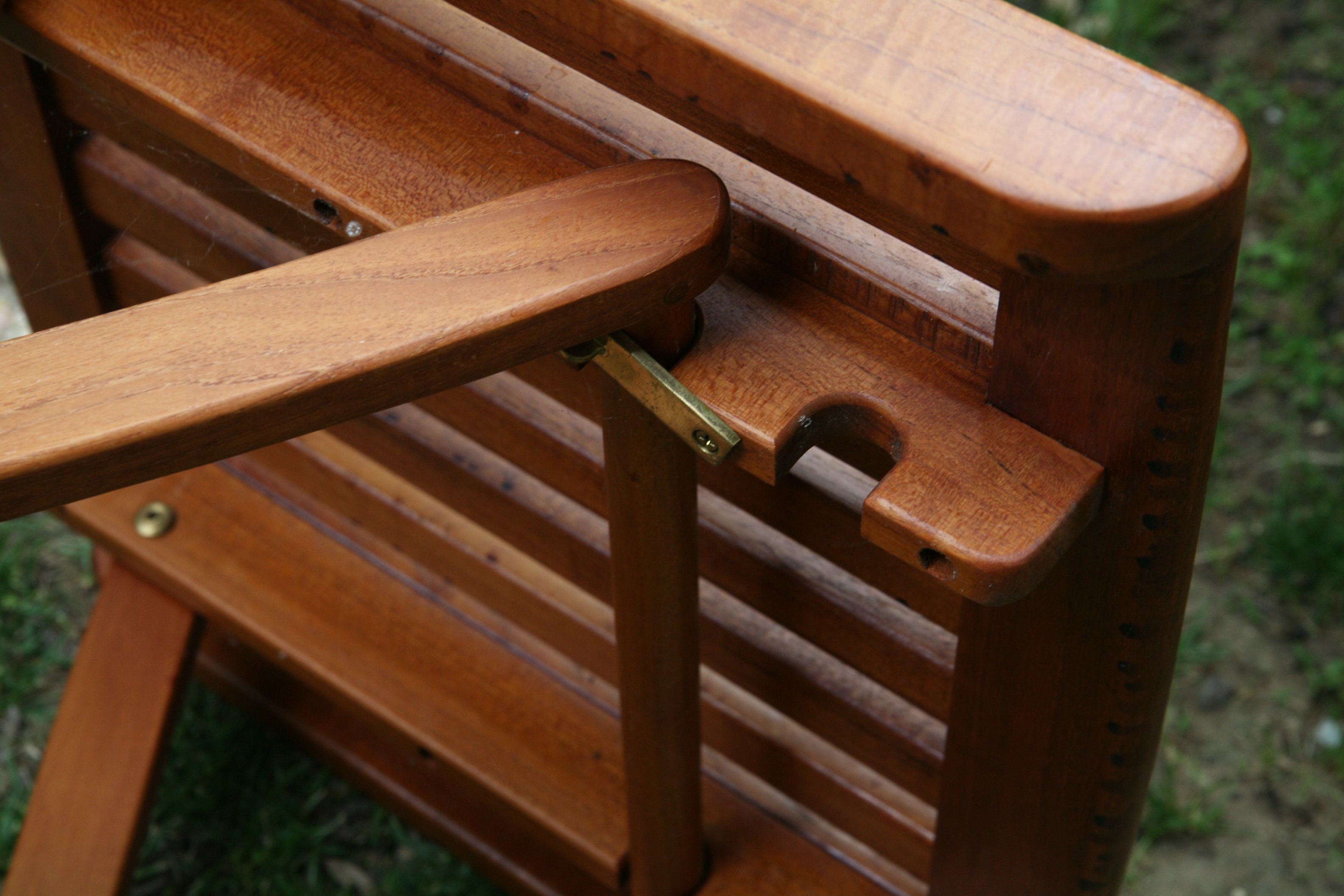 Royal Teak Folding Lounge Chair and Table with Brass Accents