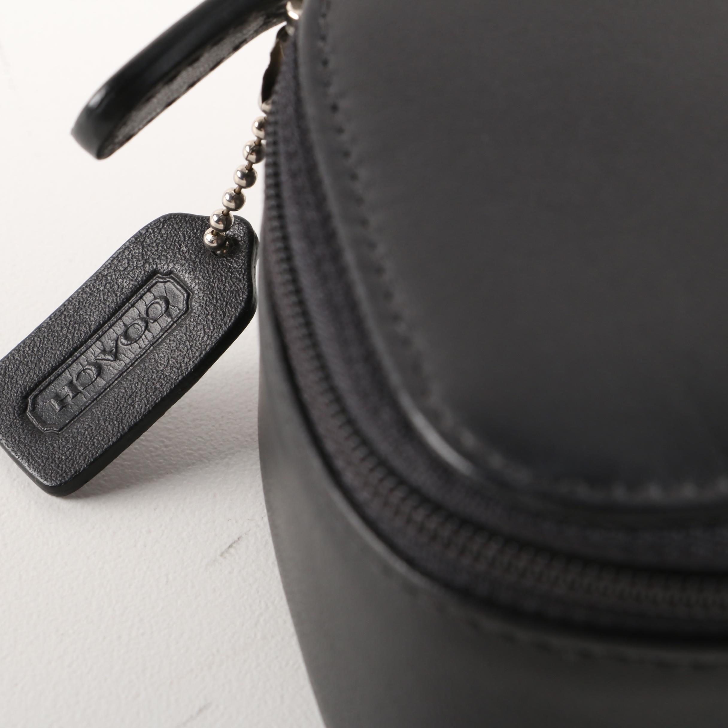 Coach Black Leather Cosmetic Case with Mirror