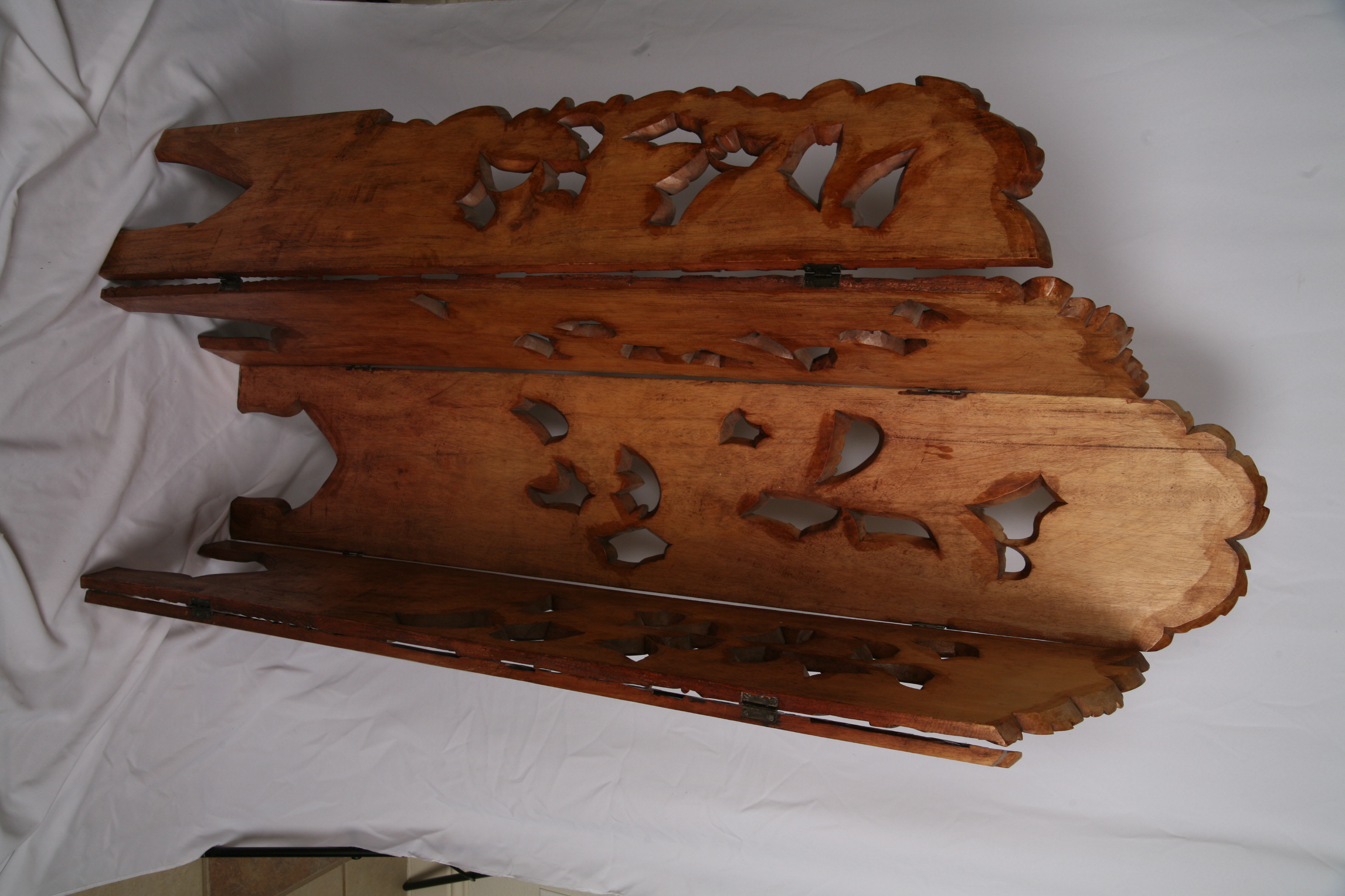 Five Panel Carved Wood Screen