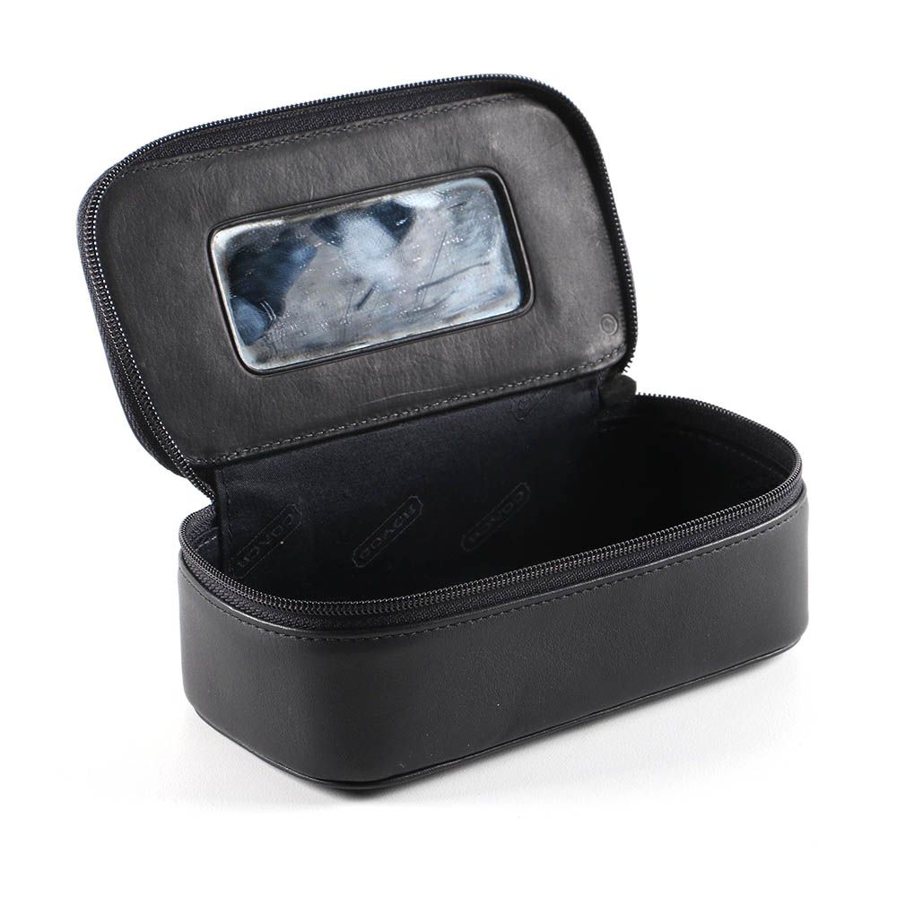 Coach Black Leather Cosmetic Case with Mirror