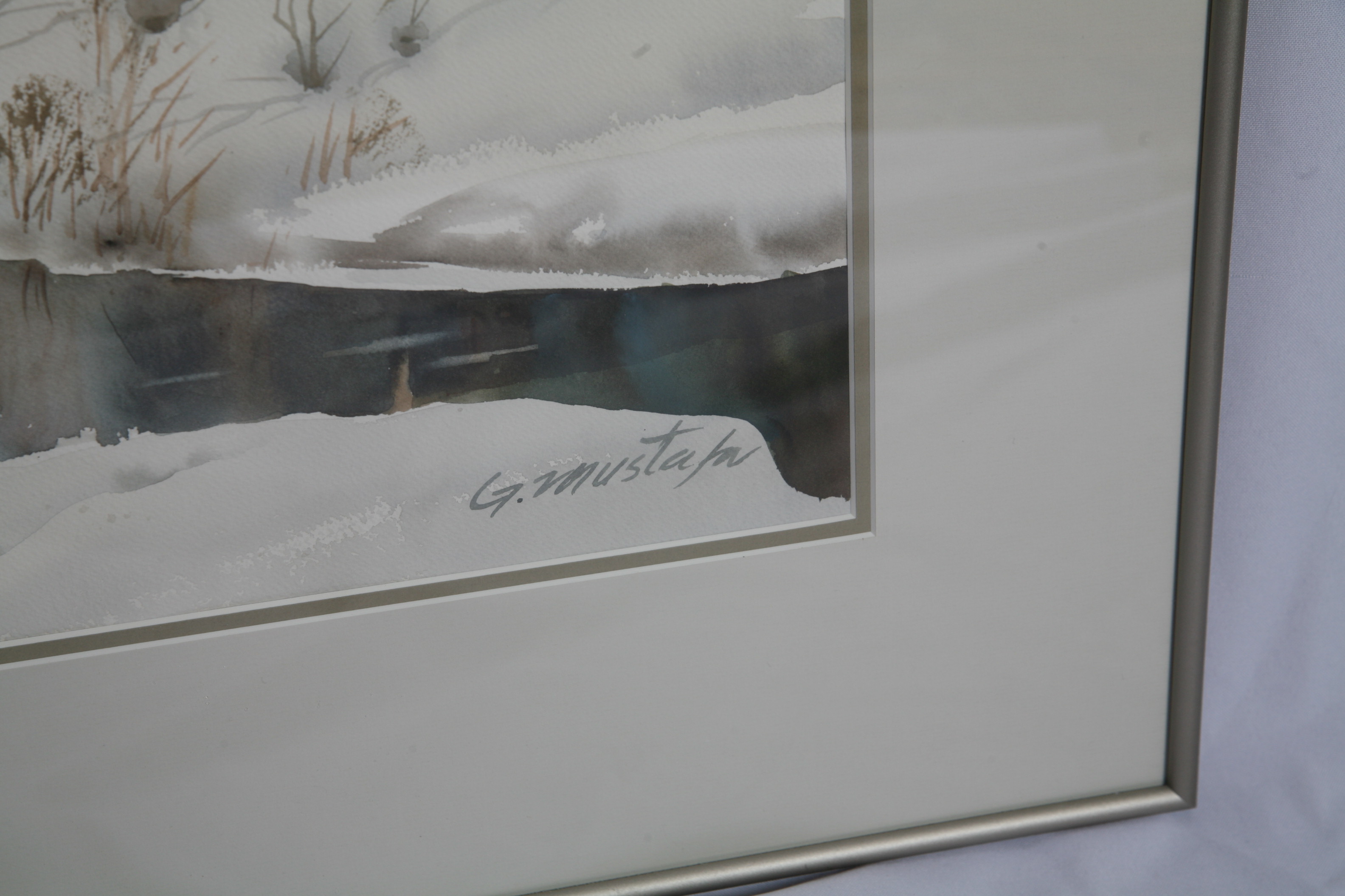 Ghulam Mustafa Watercolor Painting "Moon Behind Pines"