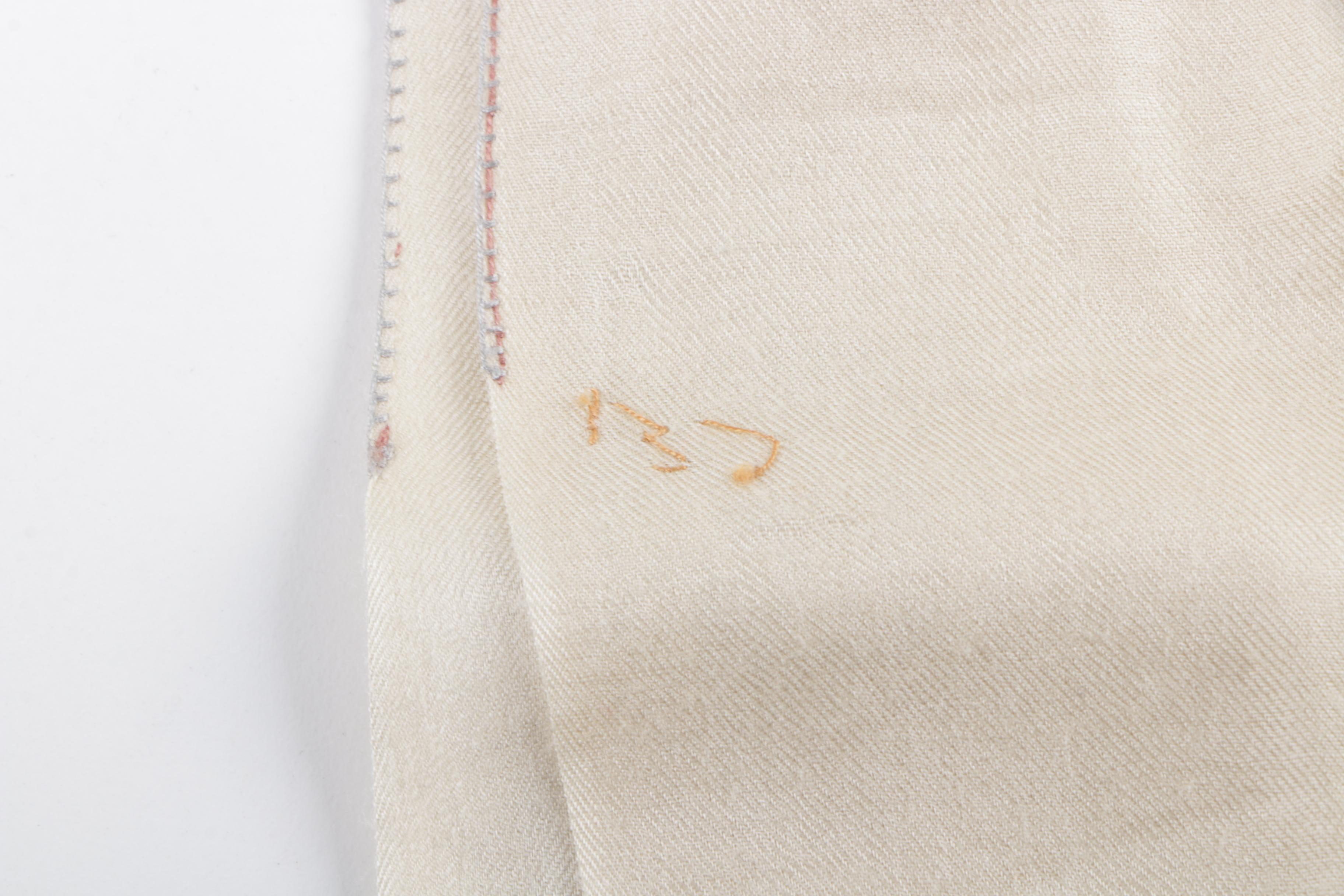 Vintage Hand-Embroidered Silk Crepe Shawl