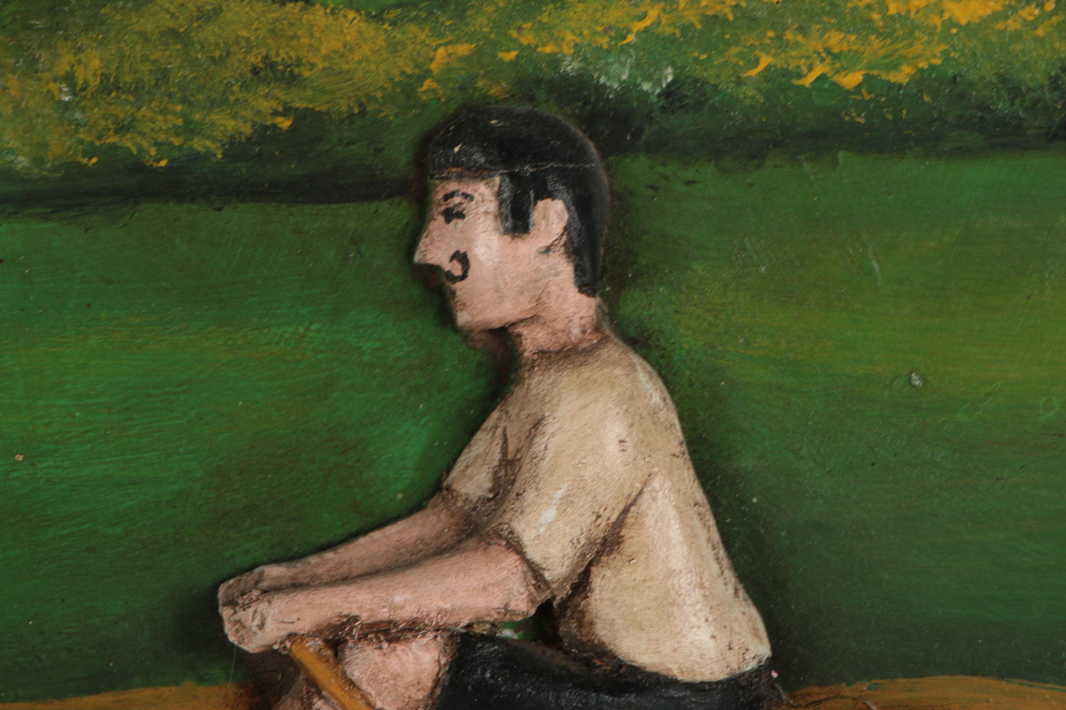 Painted Wood Carving "Cambridge District Rowing Club"