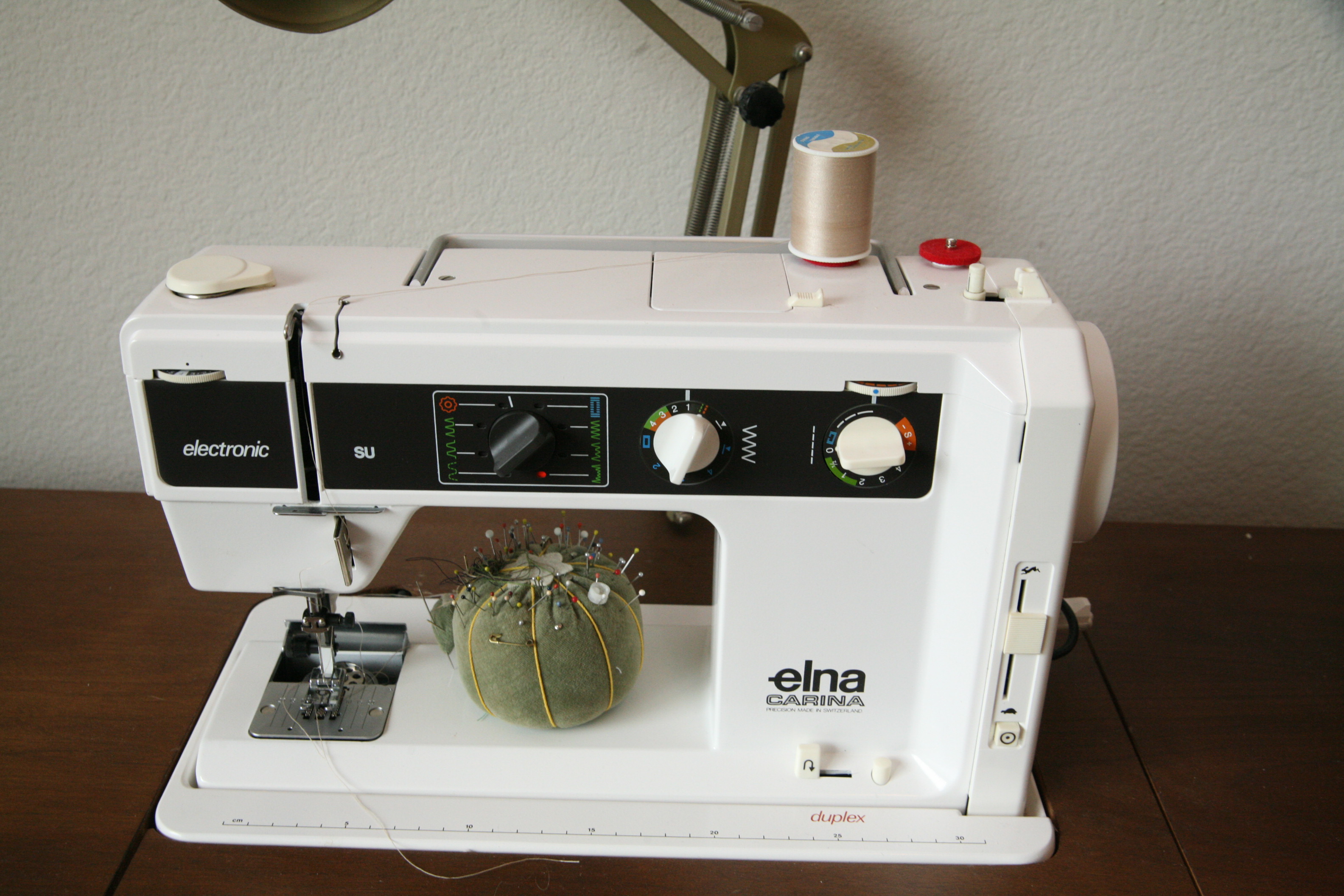 Elna "Carina" Electronic Sewing Machine and Knee Hole Sewing Table
