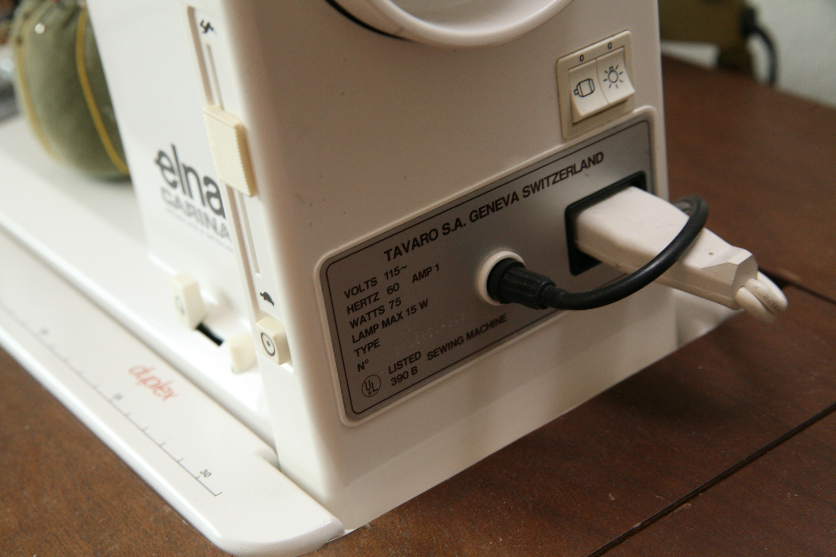 Elna "Carina" Electronic Sewing Machine and Knee Hole Sewing Table