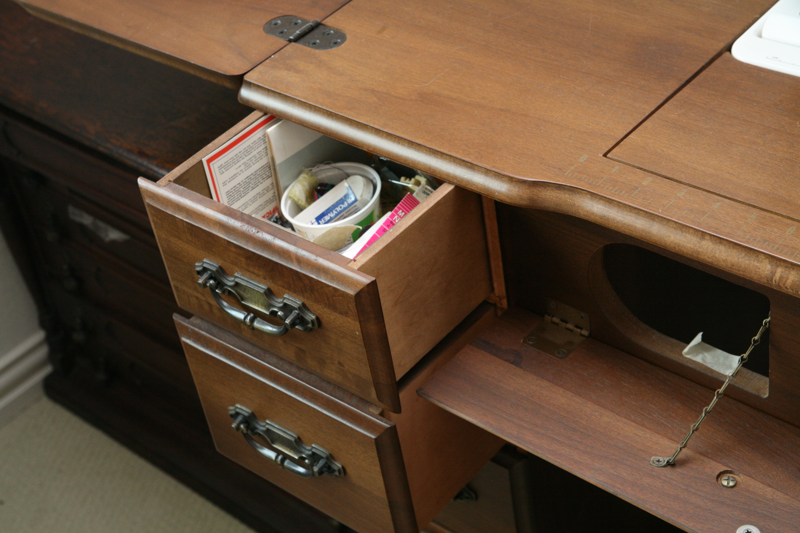 Elna "Carina" Electronic Sewing Machine and Knee Hole Sewing Table