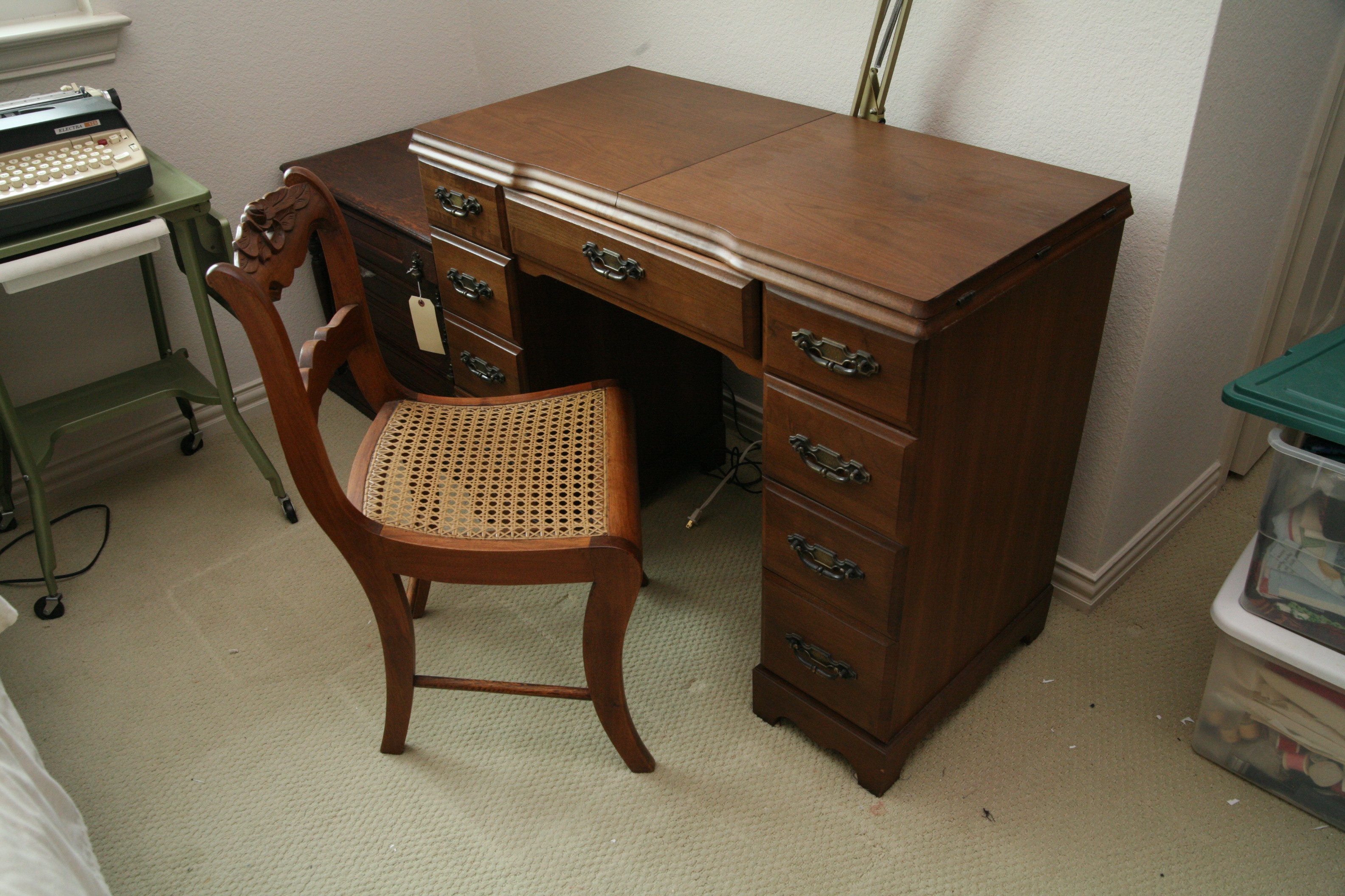 Elna "Carina" Electronic Sewing Machine and Knee Hole Sewing Table