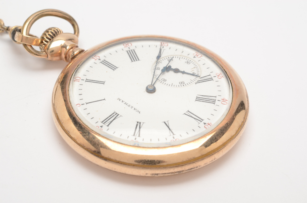 Antique Waltham Pocket Watch with Gold Filled Fob and Double Blade Pocket Knife