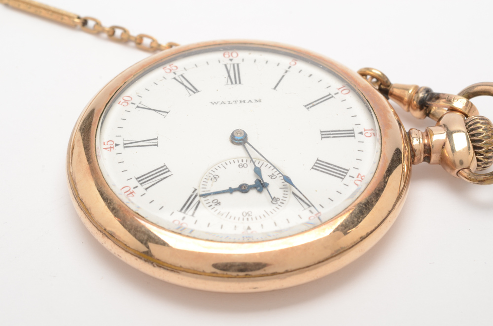Antique Waltham Pocket Watch with Gold Filled Fob and Double Blade Pocket Knife