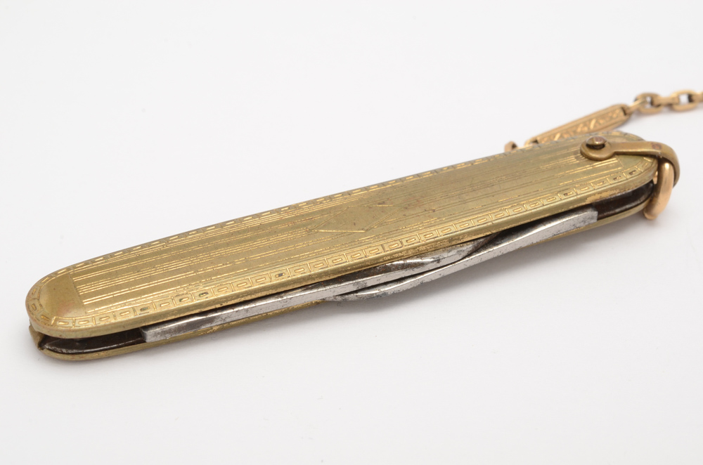 Antique Waltham Pocket Watch with Gold Filled Fob and Double Blade Pocket Knife