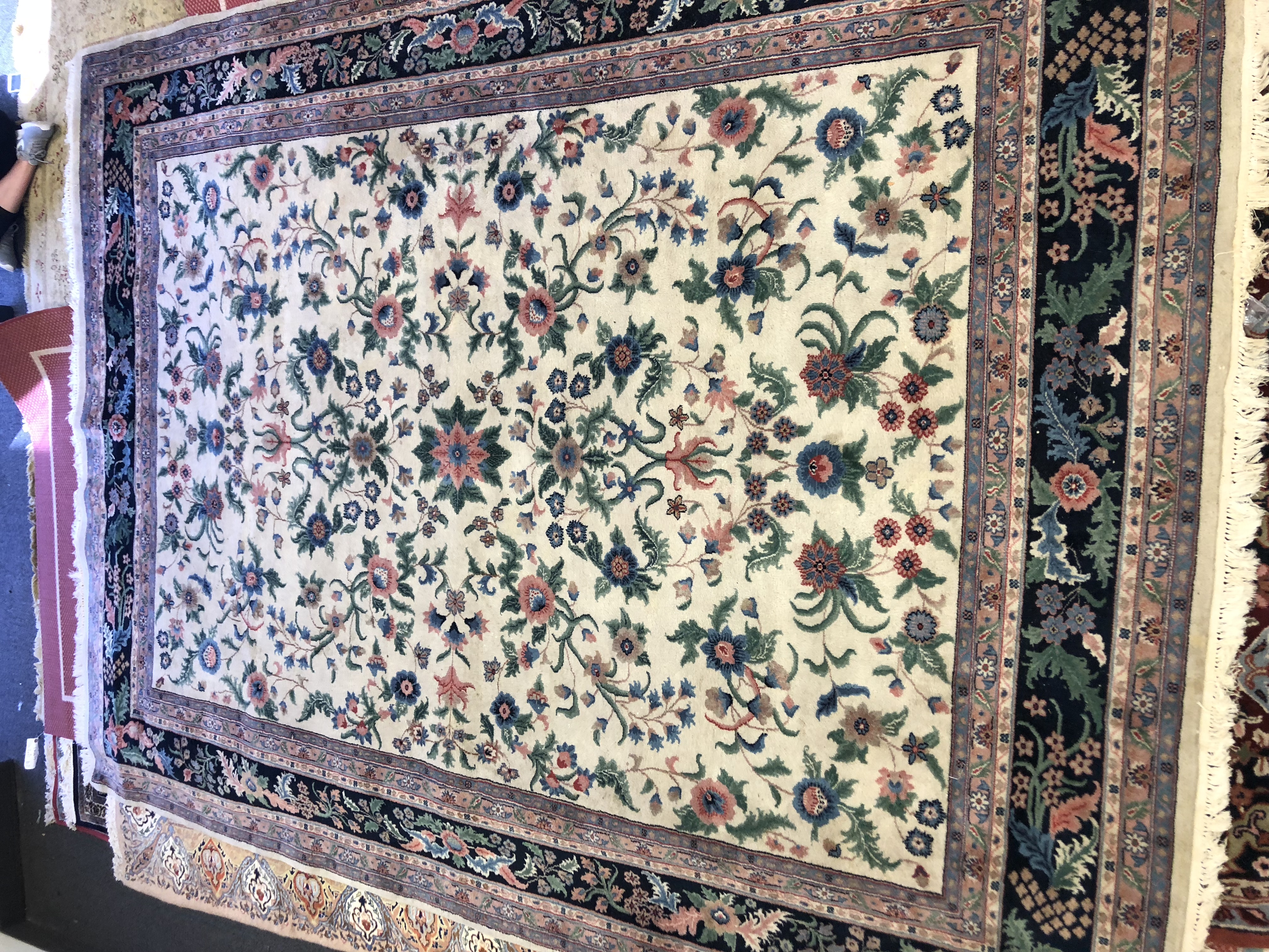 Large Hand-Knotted Indo-Persian Wool Area Rug
