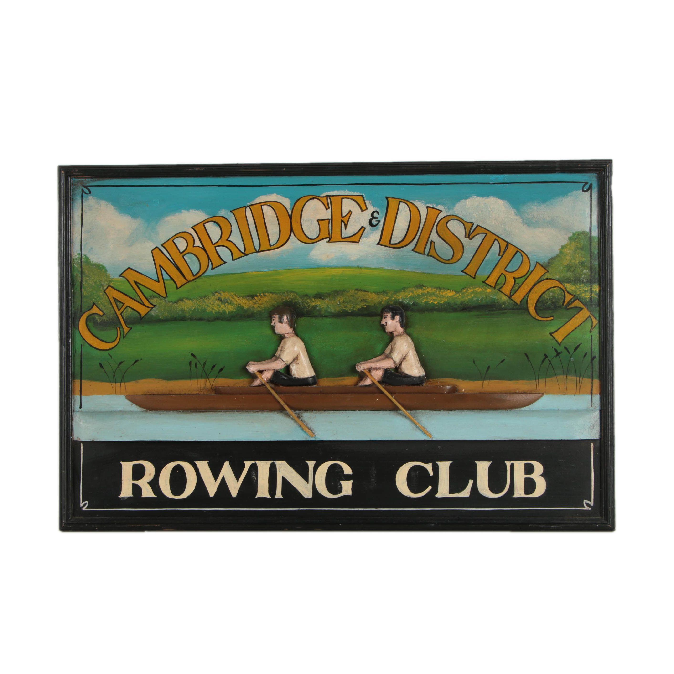 Painted Wood Carving "Cambridge District Rowing Club"