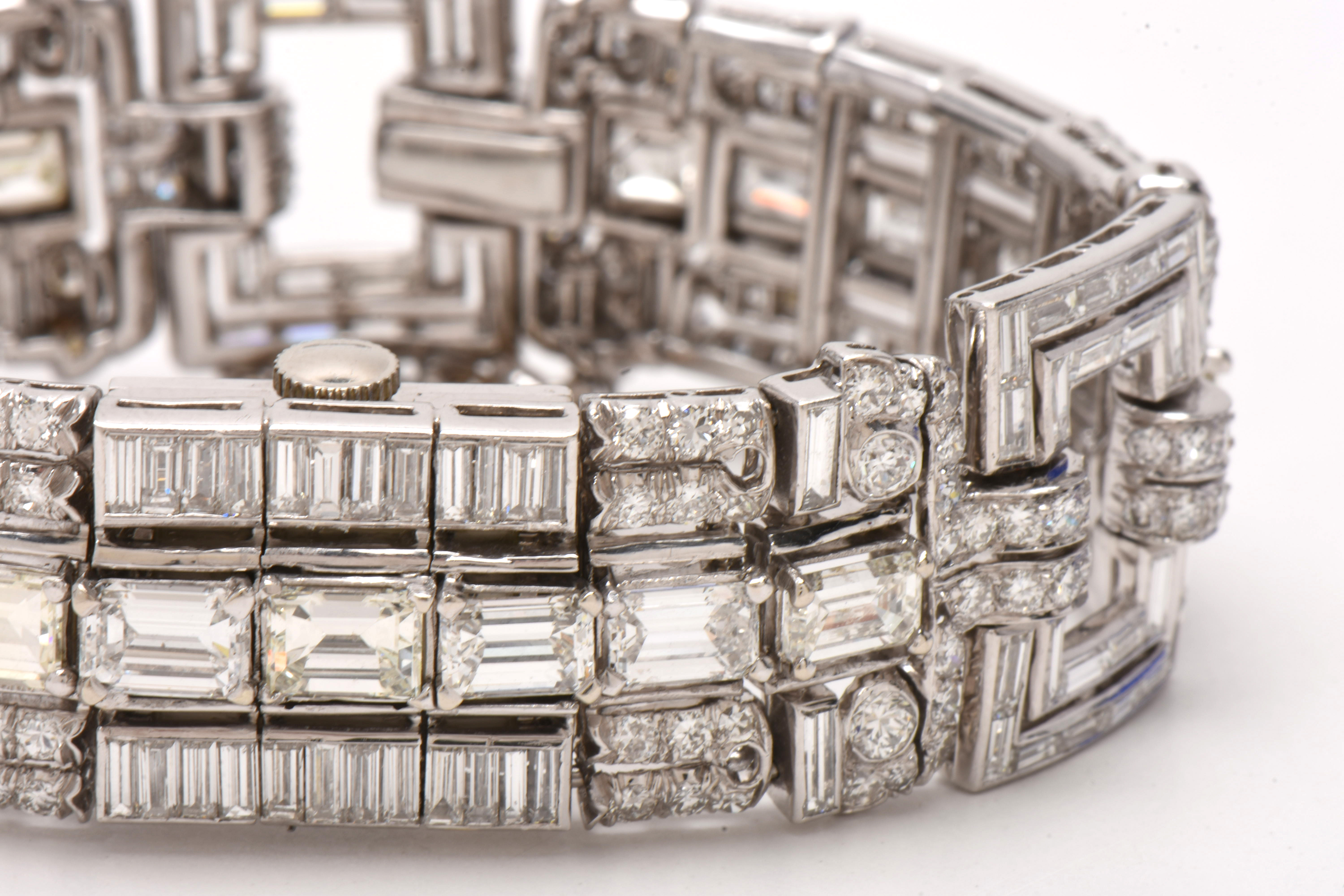 Vintage 14K White Gold and Platinum 23.33 CTW Diamond Watch Bracelet