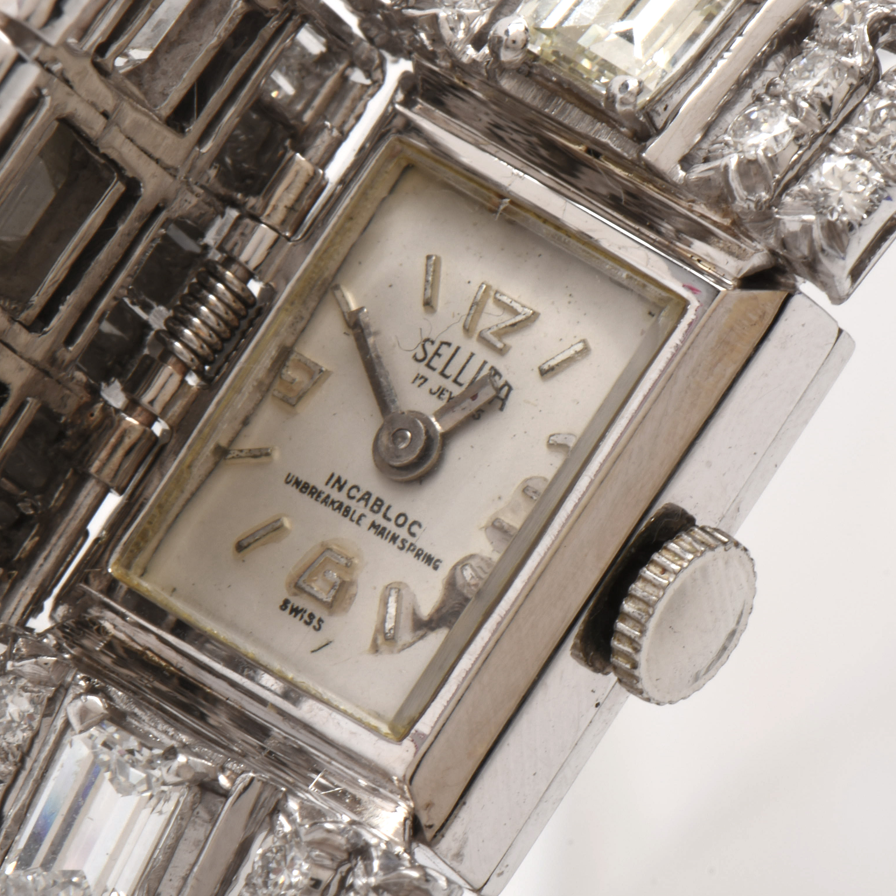 Vintage 14K White Gold and Platinum 23.33 CTW Diamond Watch Bracelet