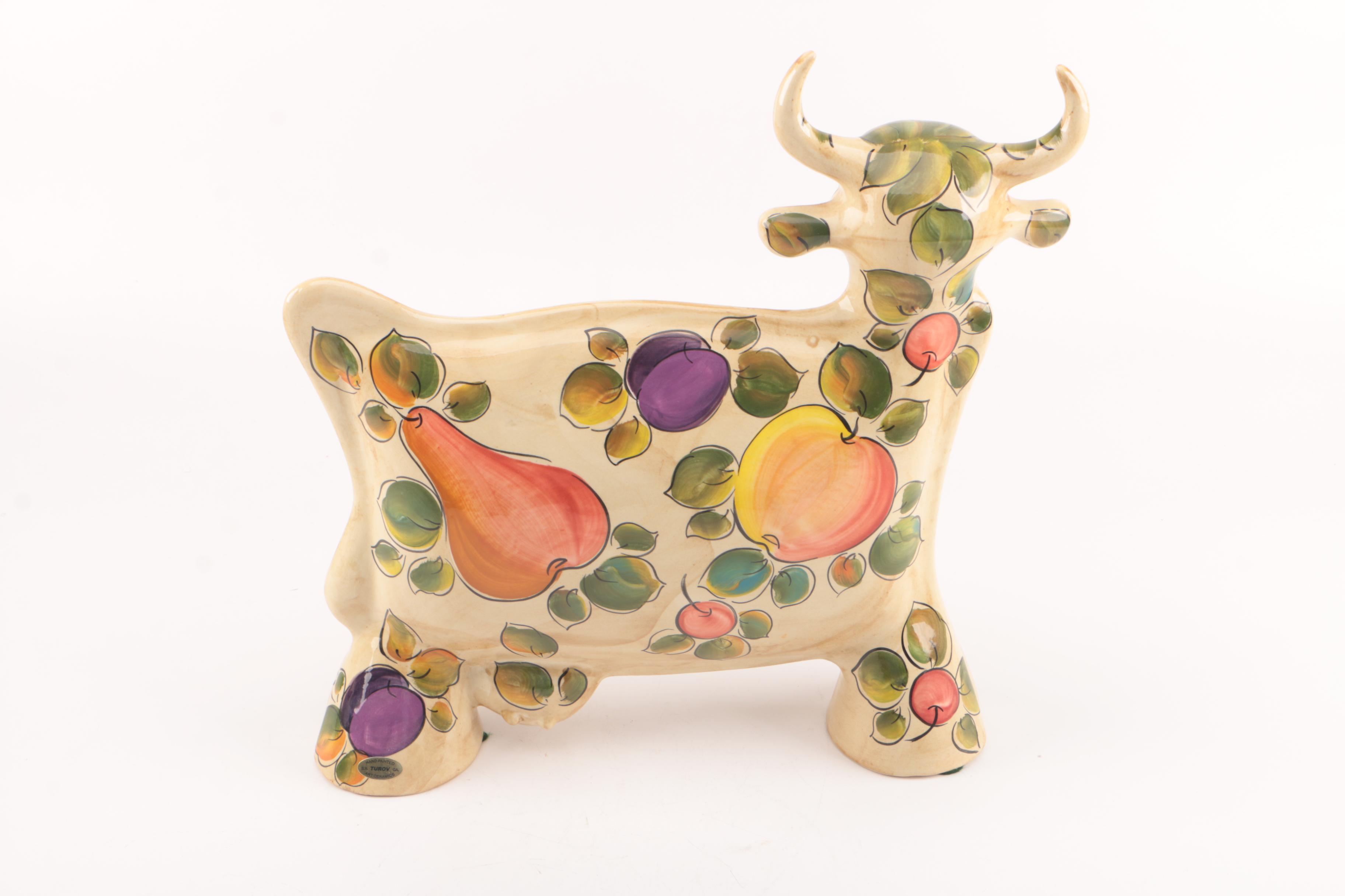 Turov Hand-Painted Ceramic Cow Statue