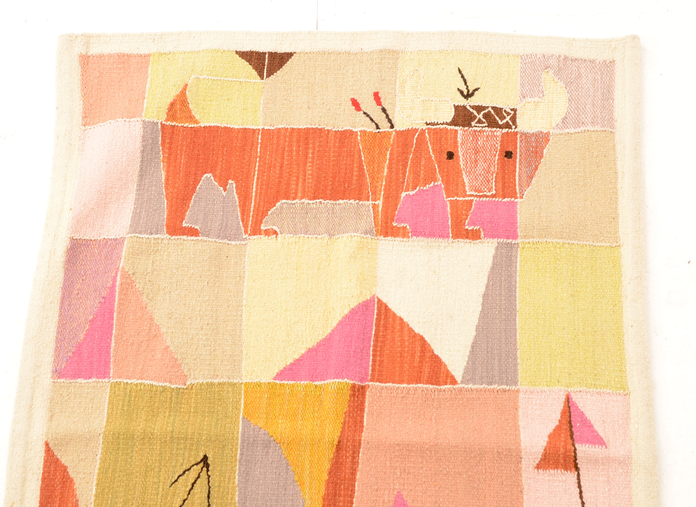 Mid-Century Signed Wool Abstract Tapestry by Saul Borisov