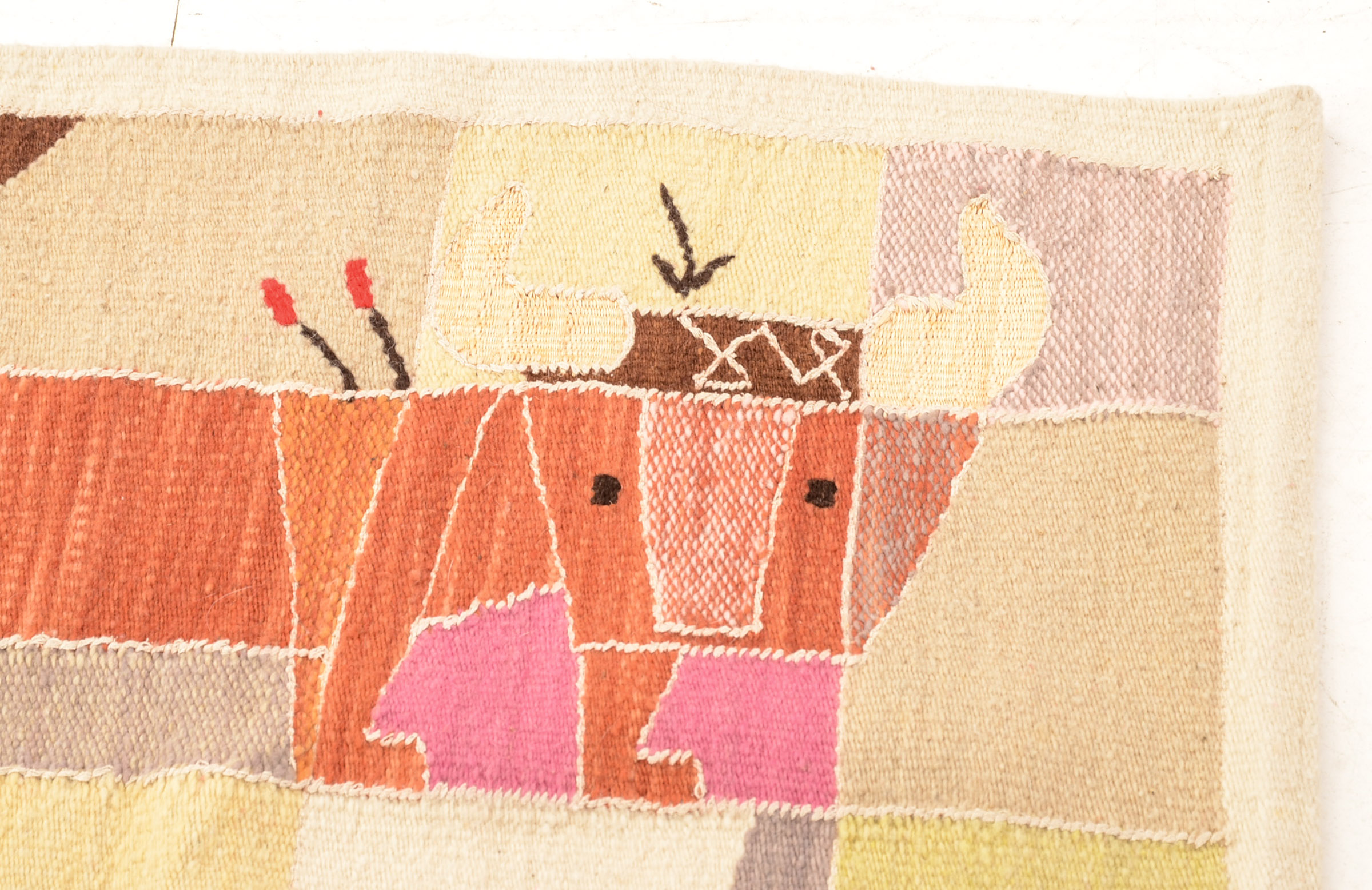 Mid-Century Signed Wool Abstract Tapestry by Saul Borisov