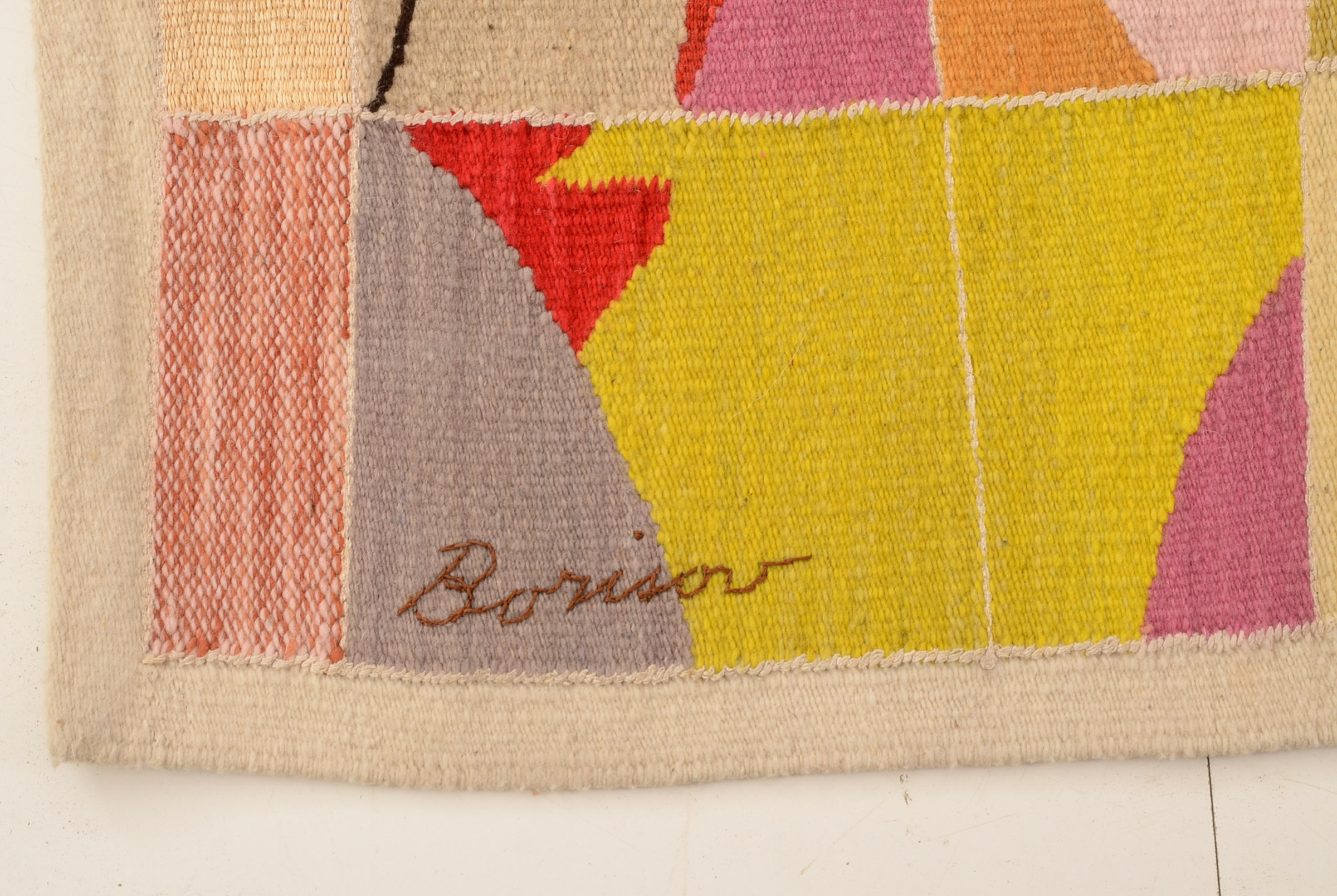Mid-Century Signed Wool Abstract Tapestry by Saul Borisov
