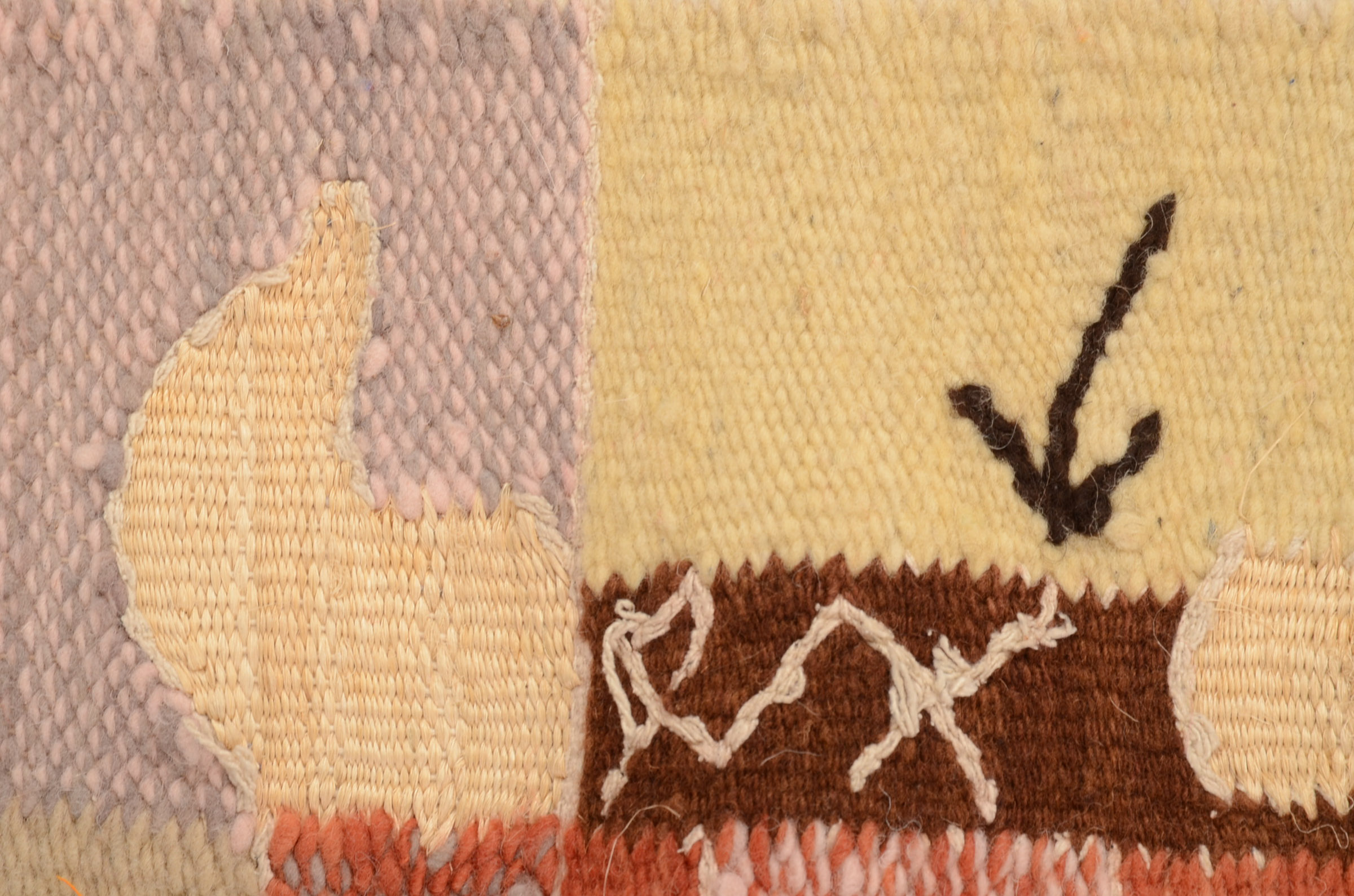 Mid-Century Signed Wool Abstract Tapestry by Saul Borisov