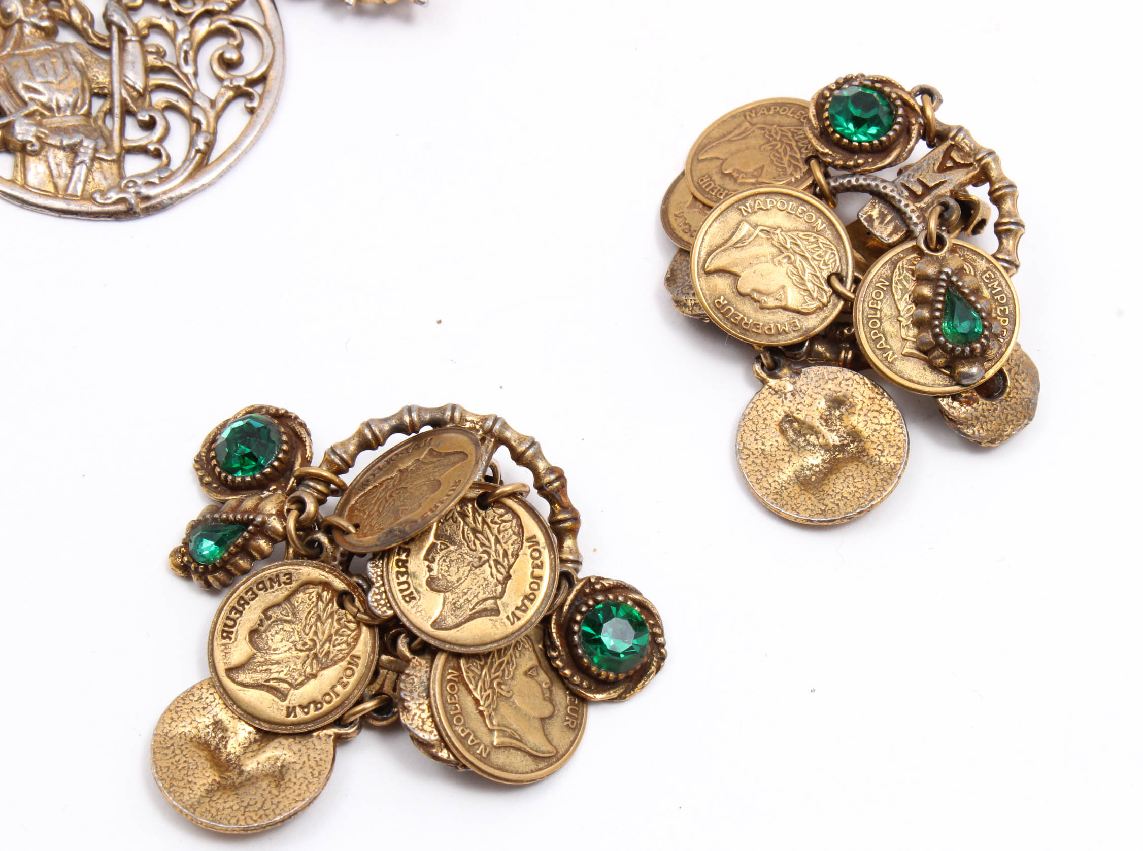 Vintage German-Made Gold Tone Charm Bracelet and Earrings