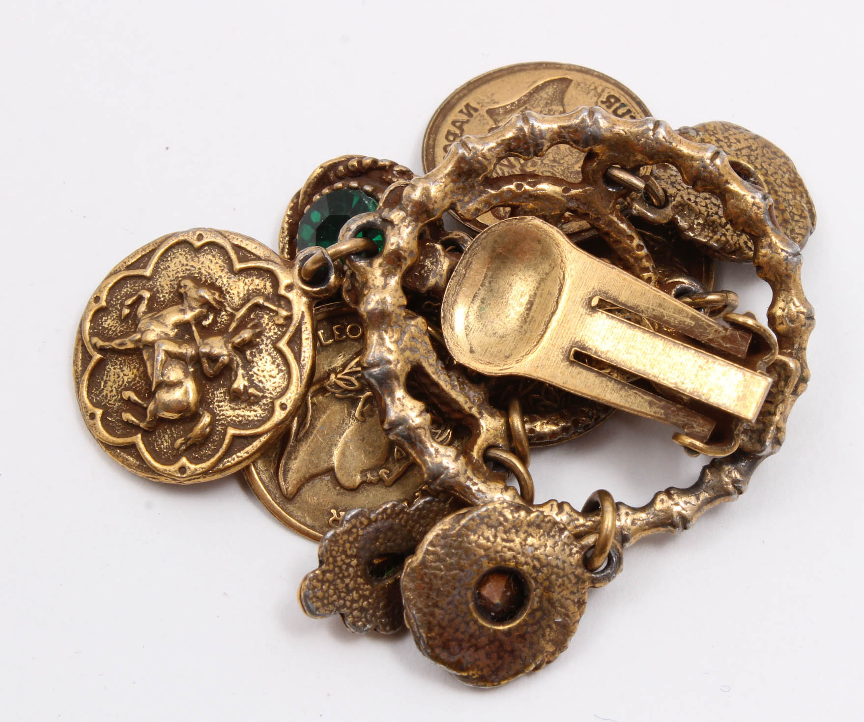 Vintage German-Made Gold Tone Charm Bracelet and Earrings