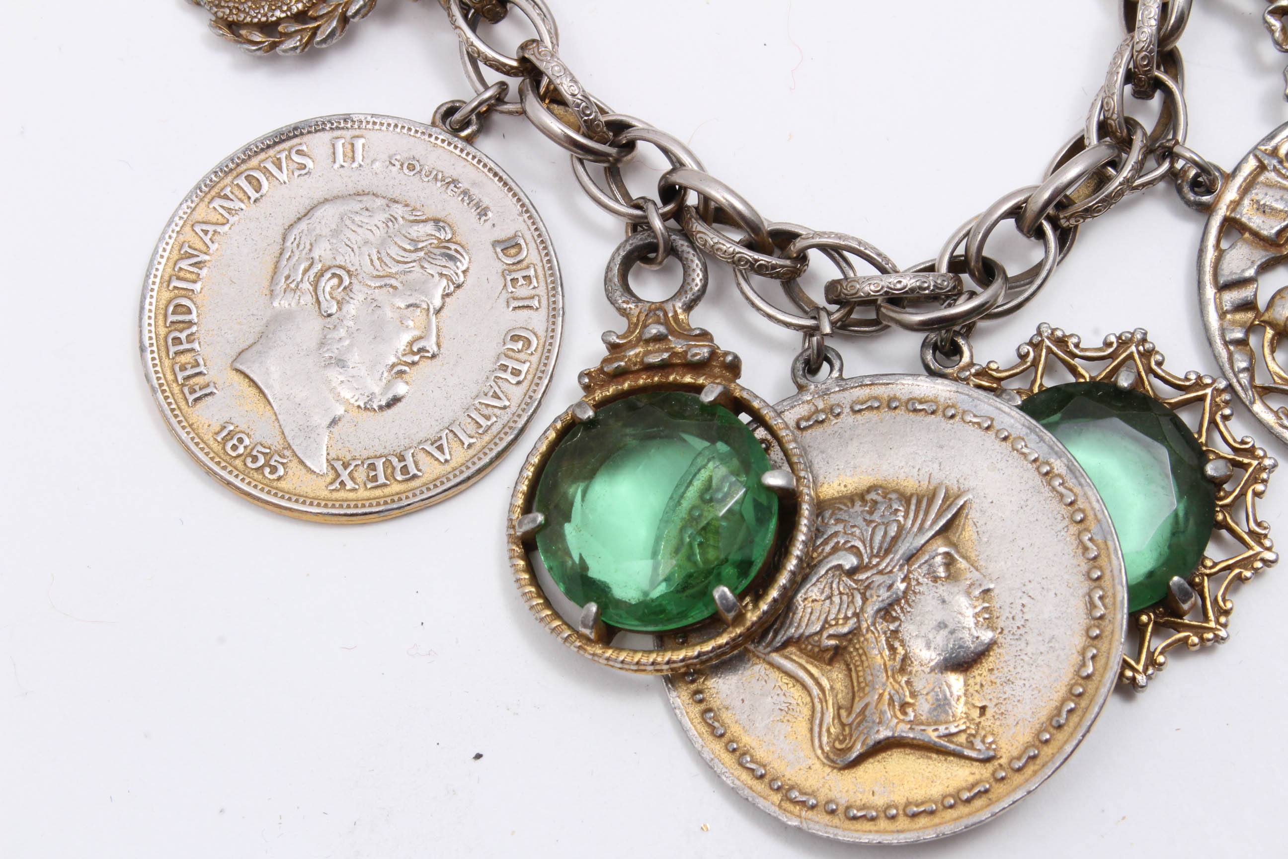 Vintage German-Made Gold Tone Charm Bracelet and Earrings