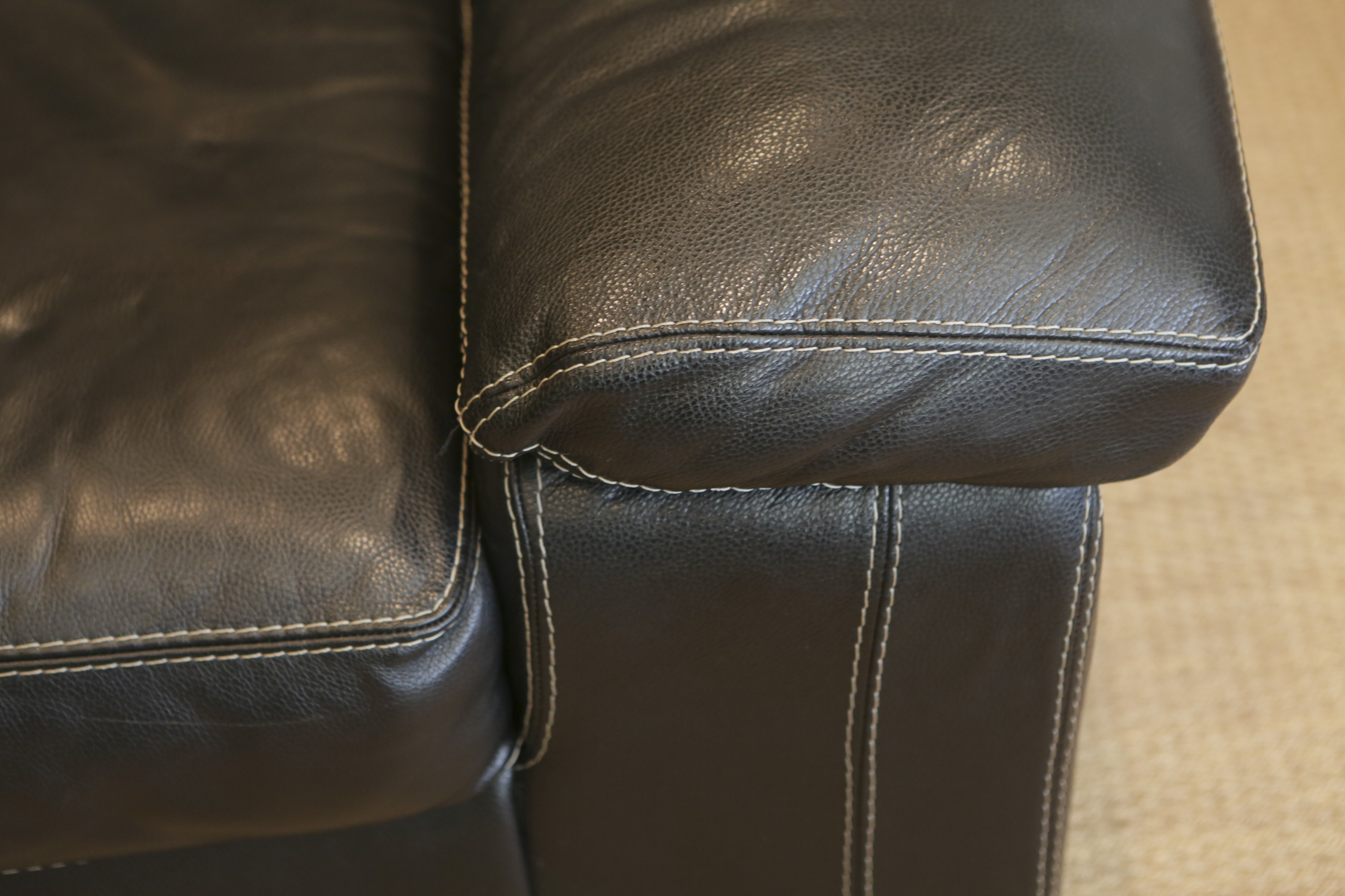 Leather Two Cushion Sofa