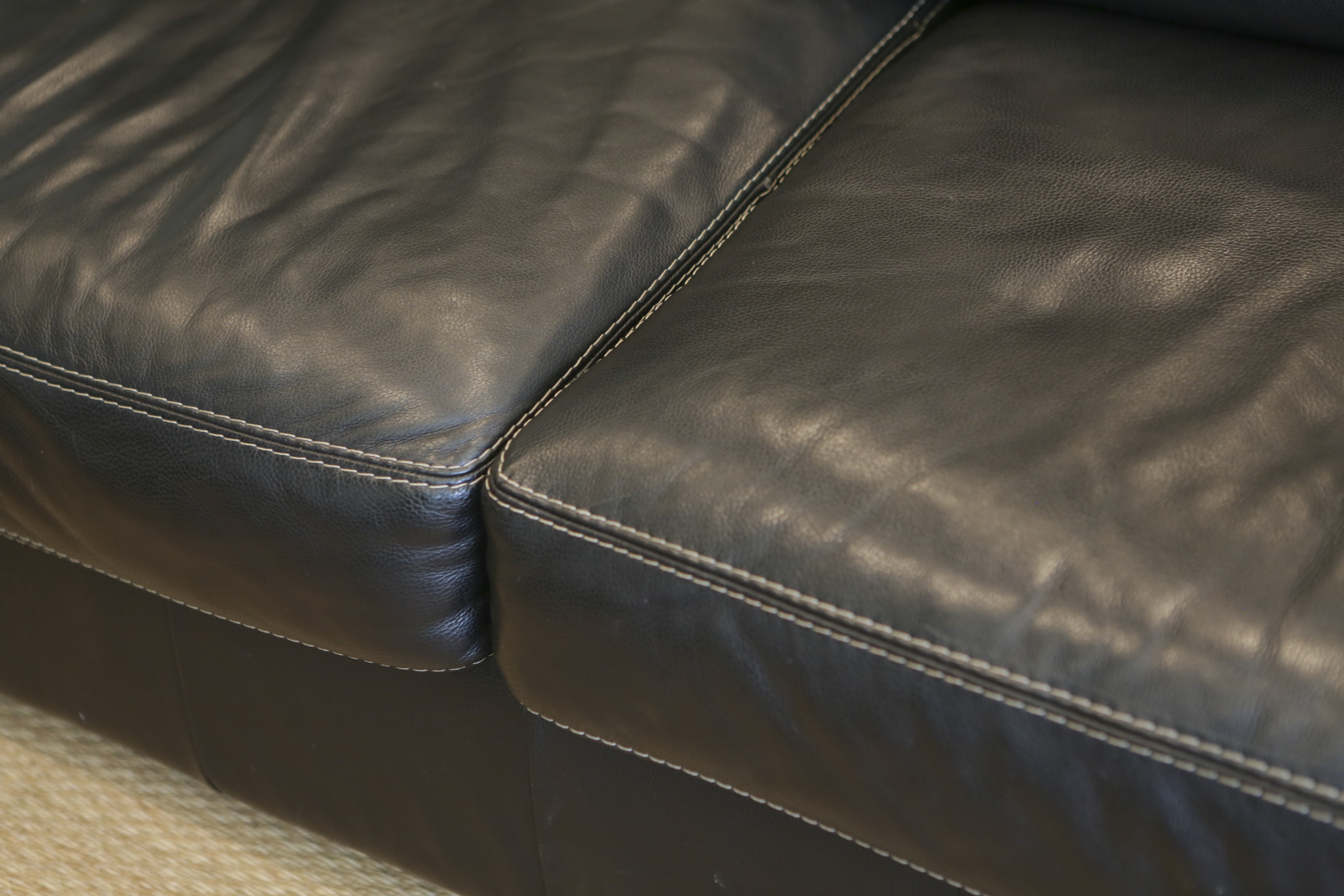Leather Two Cushion Sofa