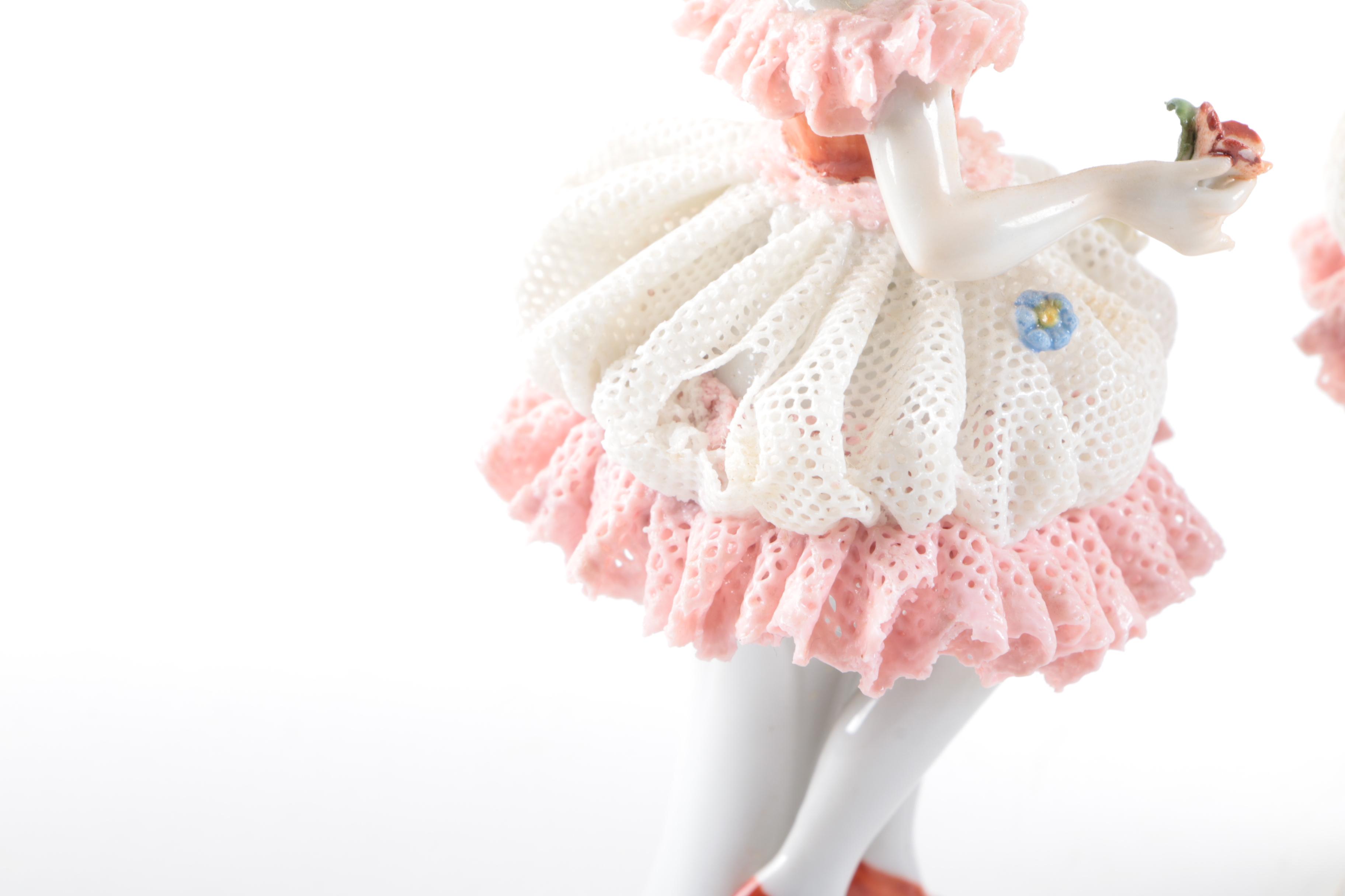 Oldest Volkstedt Dresden Porcelain Lace Porcelain Figurines