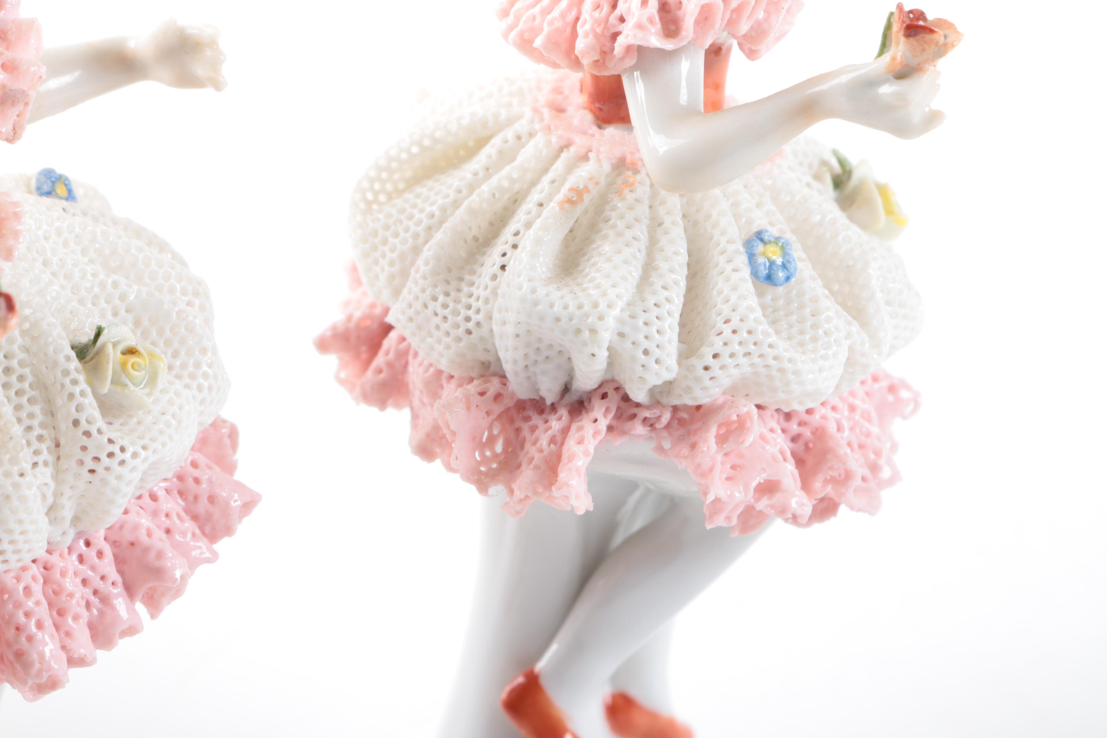 Oldest Volkstedt Dresden Porcelain Lace Porcelain Figurines