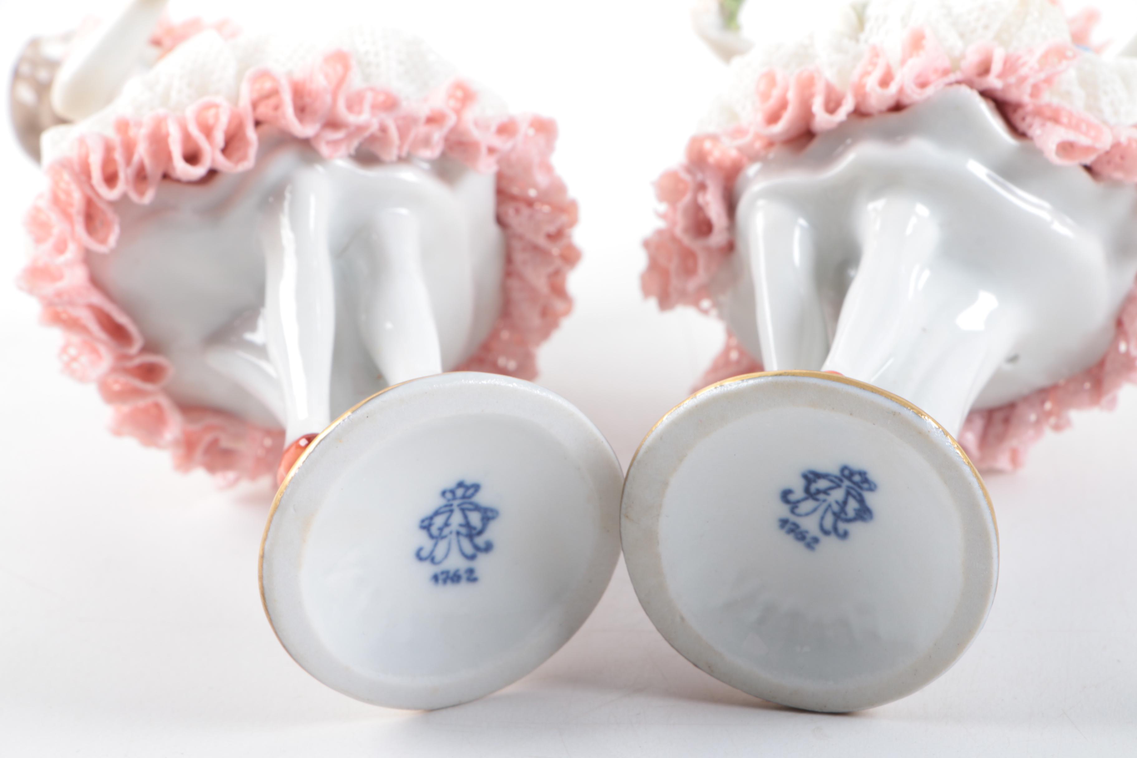 Oldest Volkstedt Dresden Porcelain Lace Porcelain Figurines