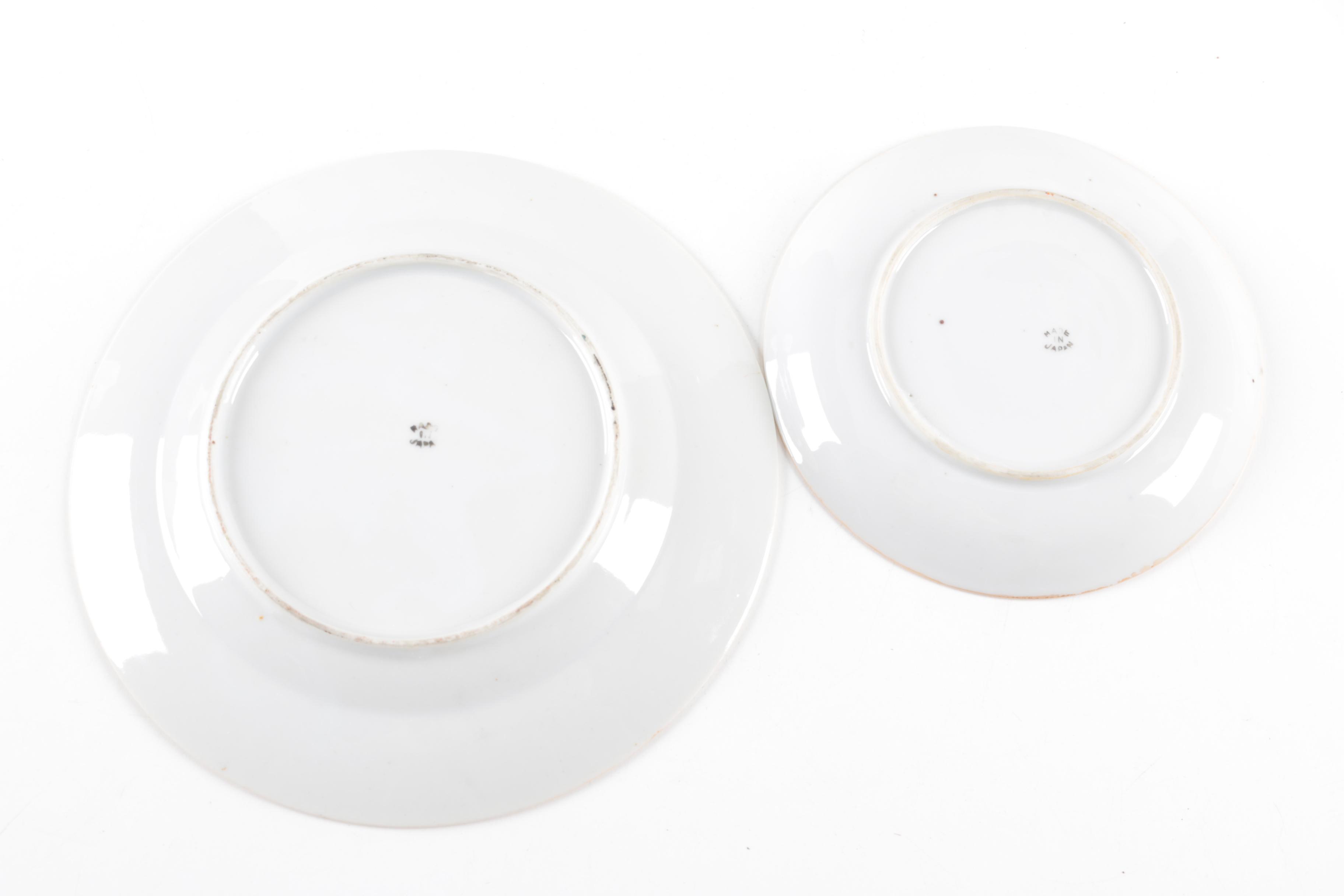 Vintage Japanese Hand Painted Lustre Shoe Figurines and Plates