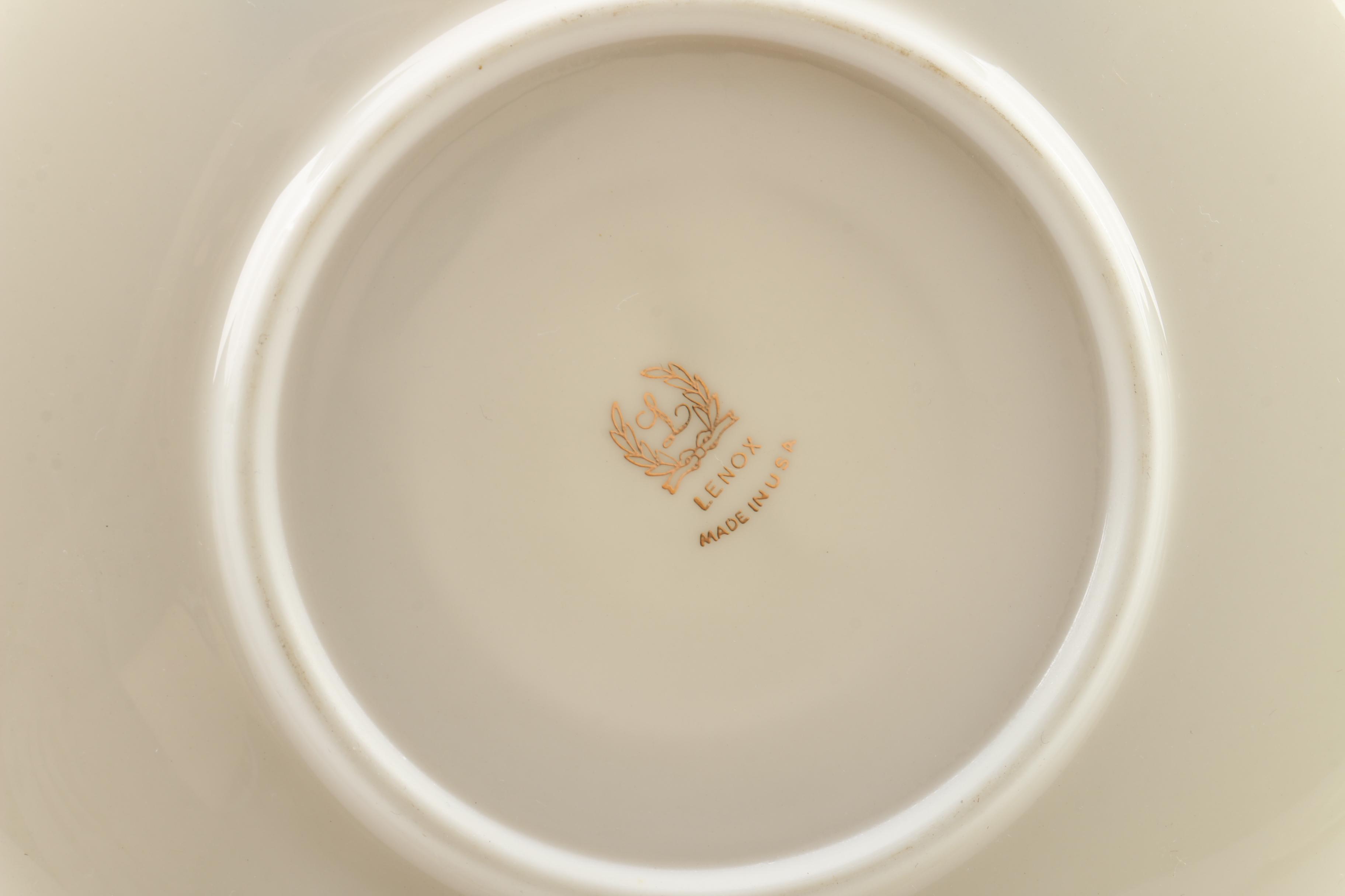 Lenox Ivory Porcelain Tableware Including "Temple Off White" Dessert Plate