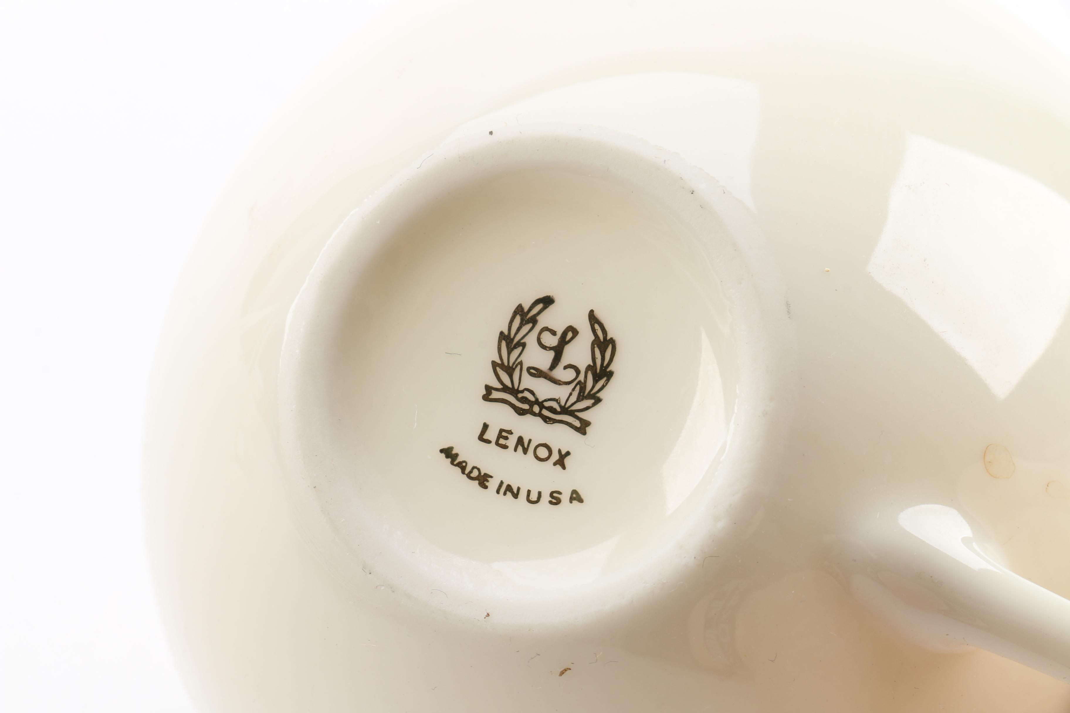 Lenox Ivory Porcelain Tableware Including "Temple Off White" Dessert Plate